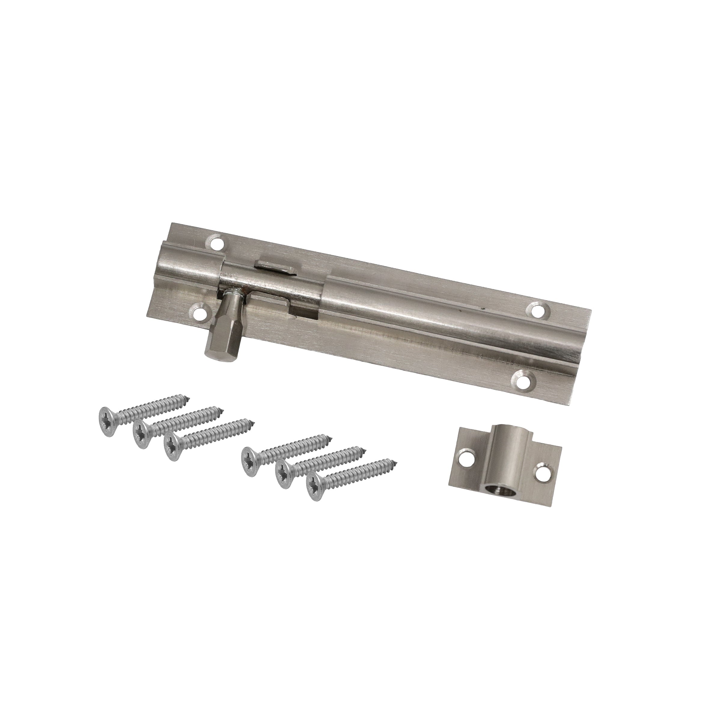 Barrel Door Bolt Satin Nickel 4"