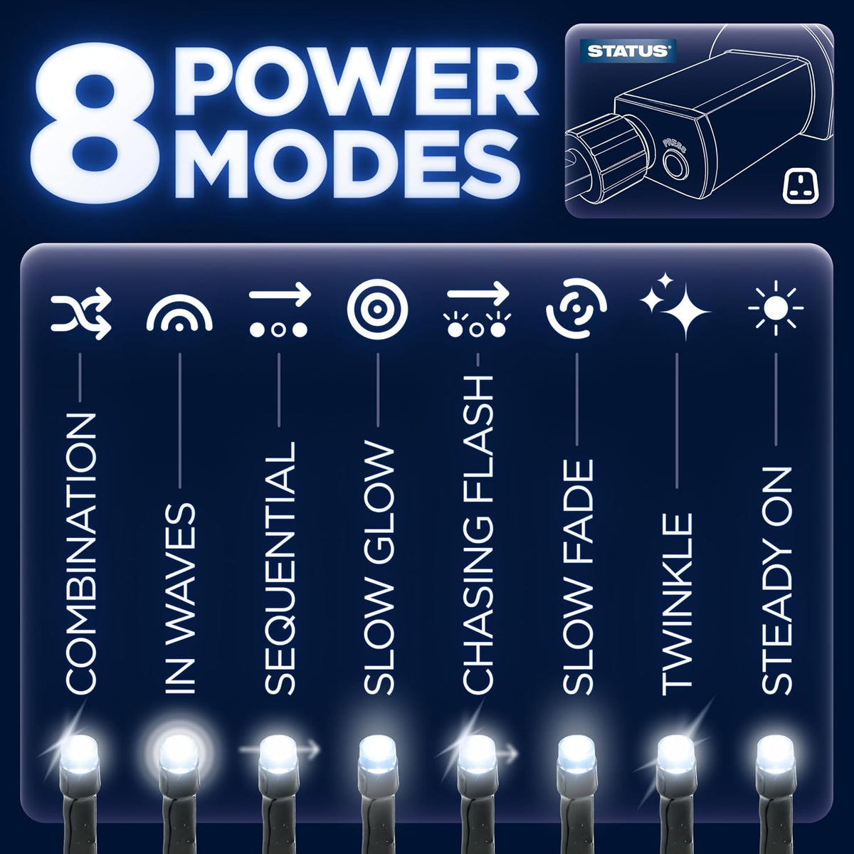 Status 480 Indoor / Outdoor LED String Lights CLUSTER - mains powered