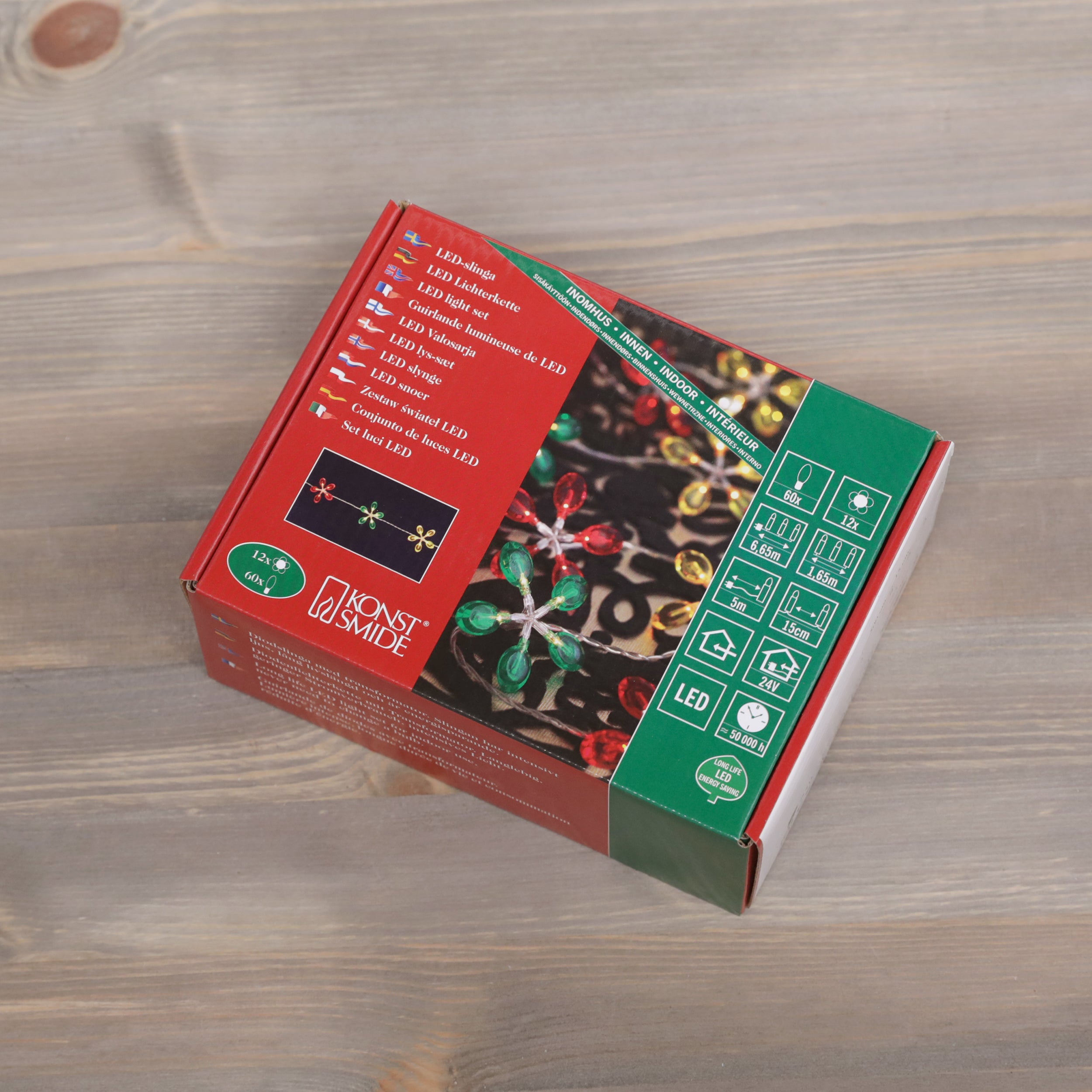 Konstsmide Christmas lights - 12 coloured flowers / 60 lights