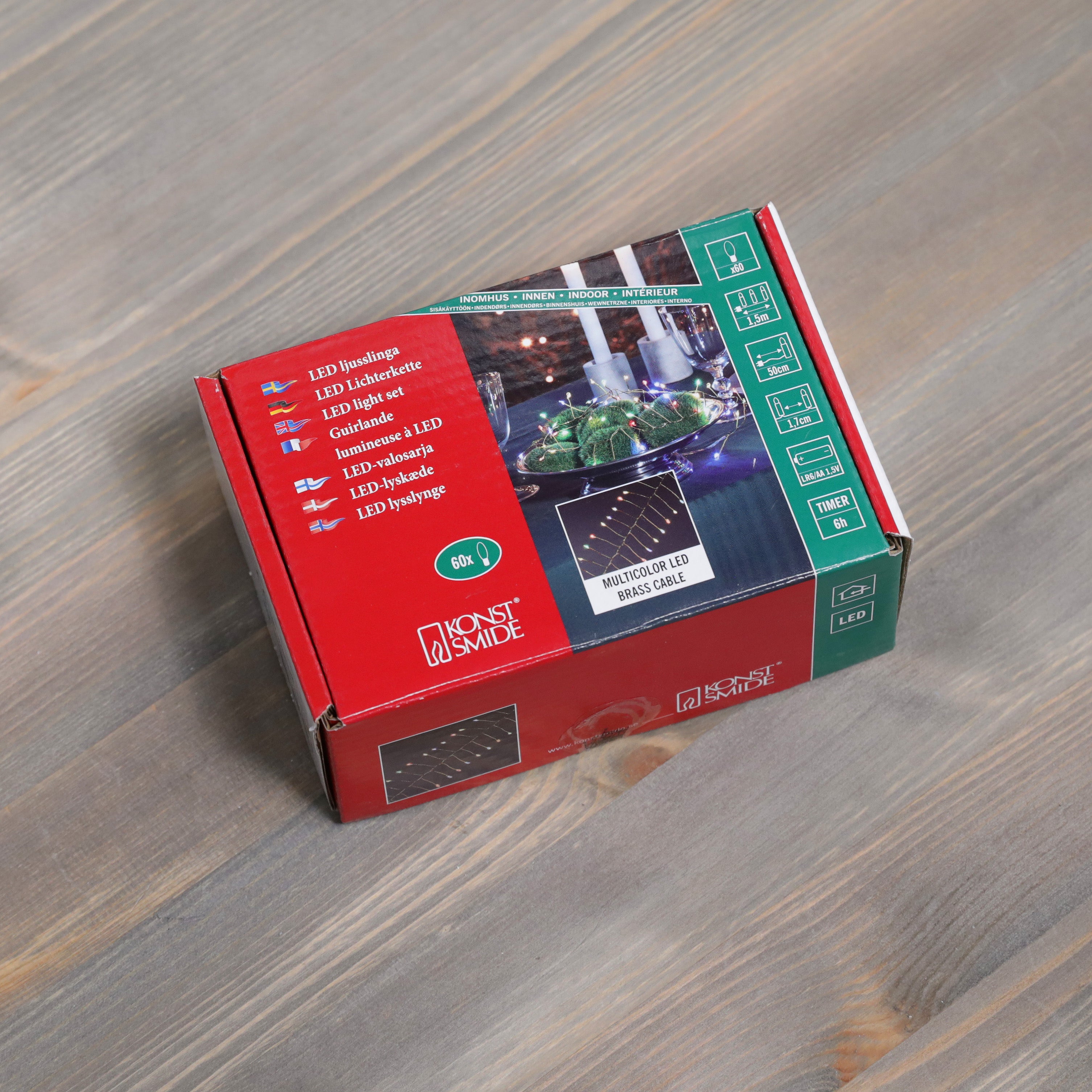 Konst Smide 60 multicoloured LED Indoor Lights on Brass Cable