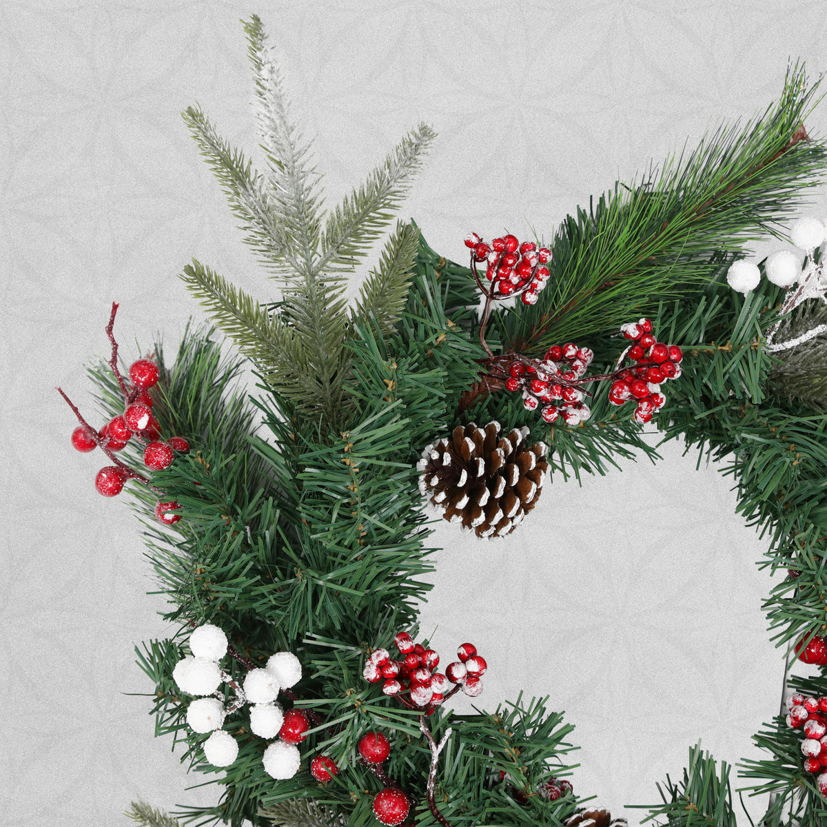 Christmas Spruce and Pine Wreath with Cones and Berries - 55cm