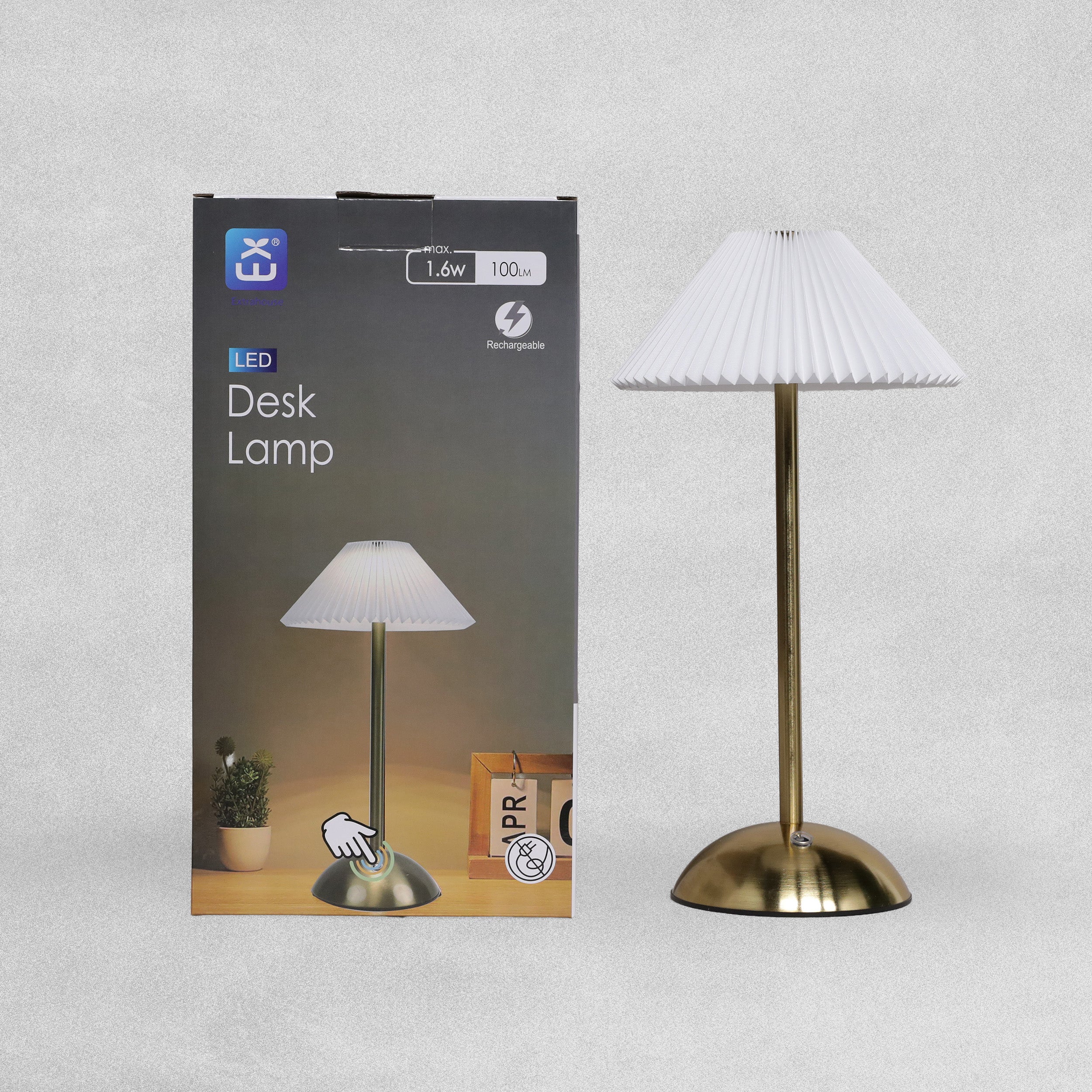 Extra House Led Pleated Desk Lamp 1.6w 100LM-3 Colour Change-Rechargeable