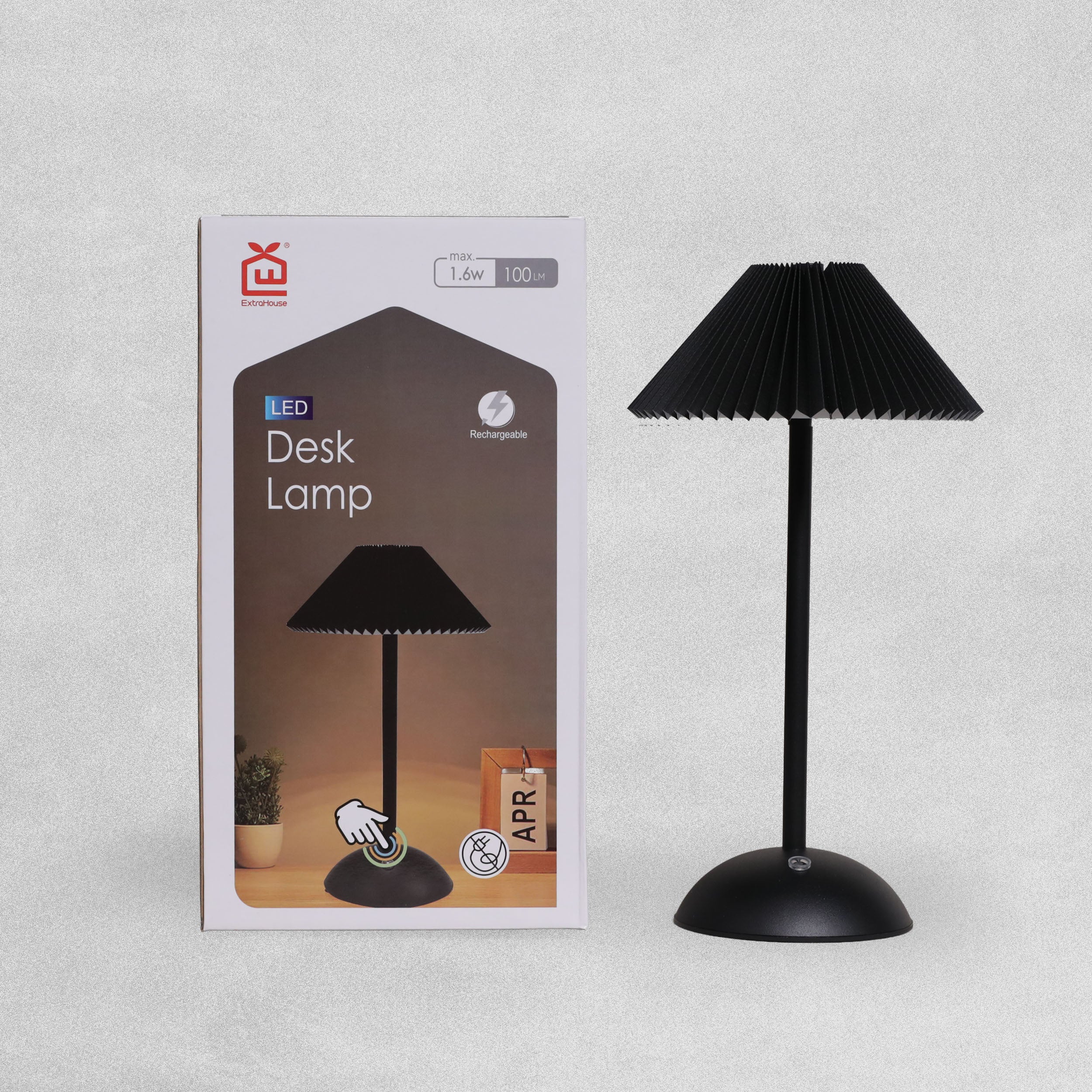 Extra House Led Pleated Desk Lamp 1.6w 100LM-3 Colour Change-Rechargeable