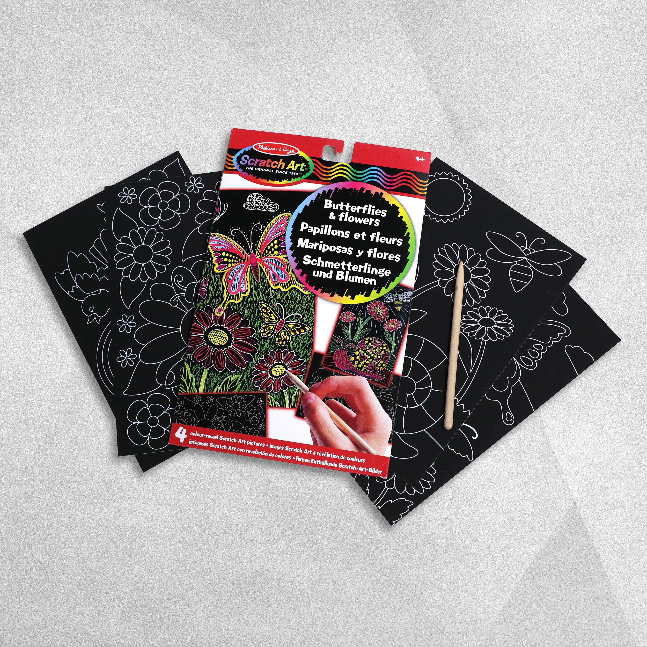 Melissa & Doug Butterflies and Flowers Scratch Art - 4pcs