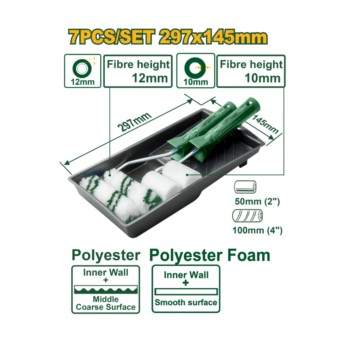 Jadever 7-in-1 Cylinder Brush Set and Tray - JDCB3H71