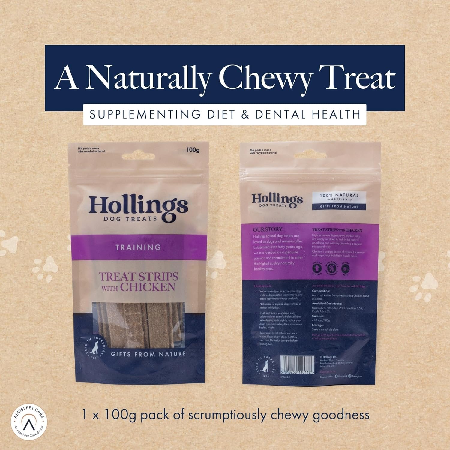 Hollings Training Treat Strips with Chicken - 100g