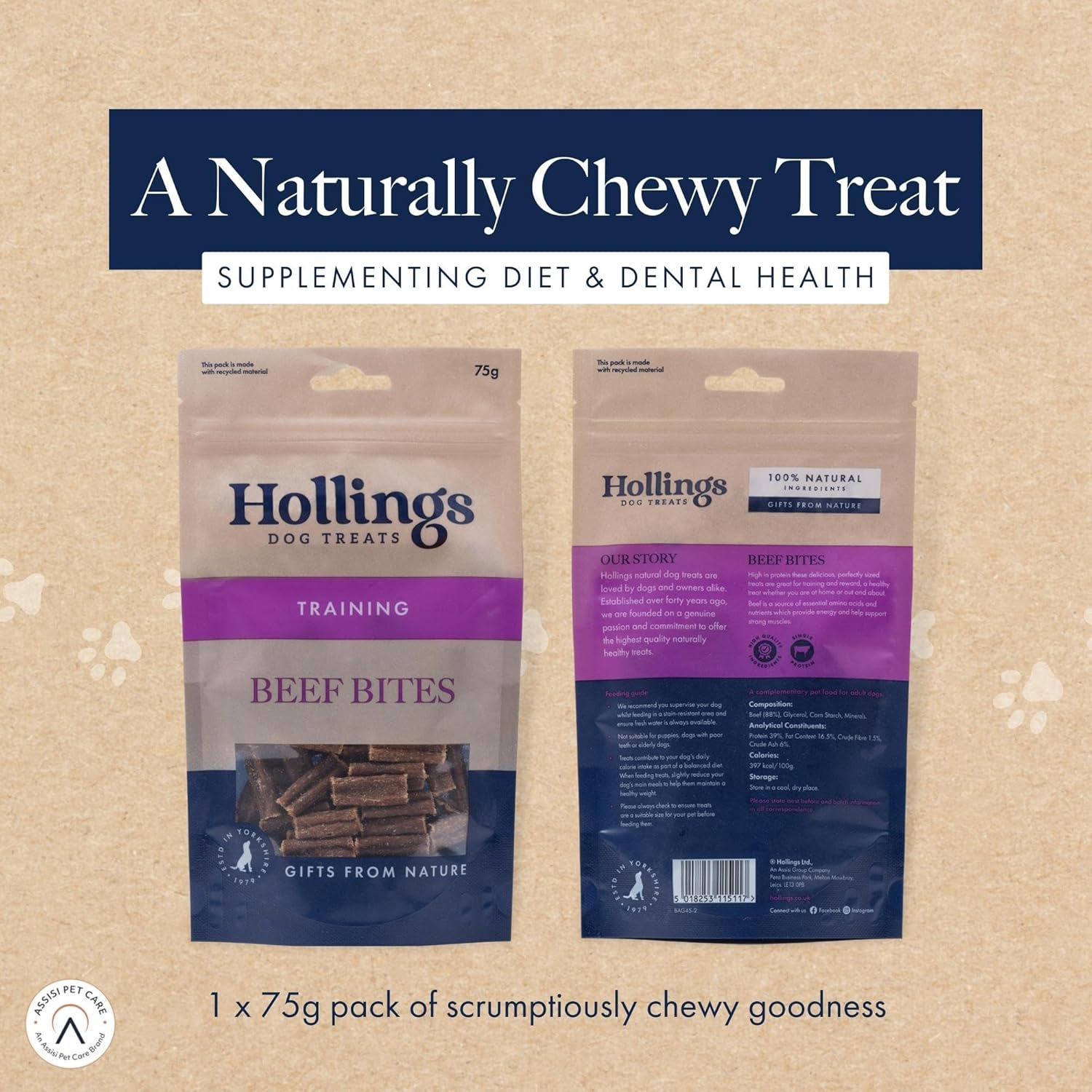 Hollings Training Beef Bites - 75g