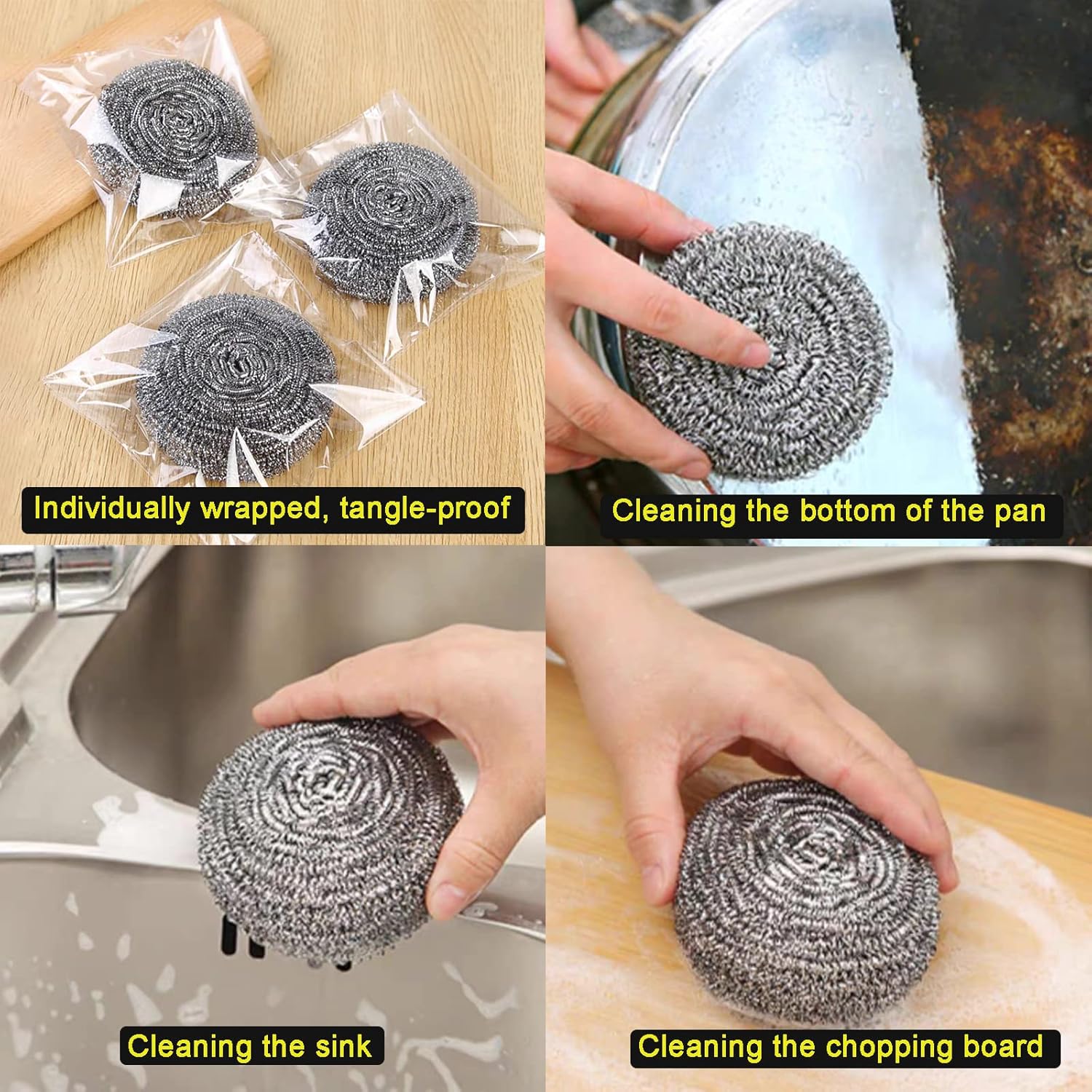 Bettina 40gm Stainless Steel Spiral Scourers - 10pcs