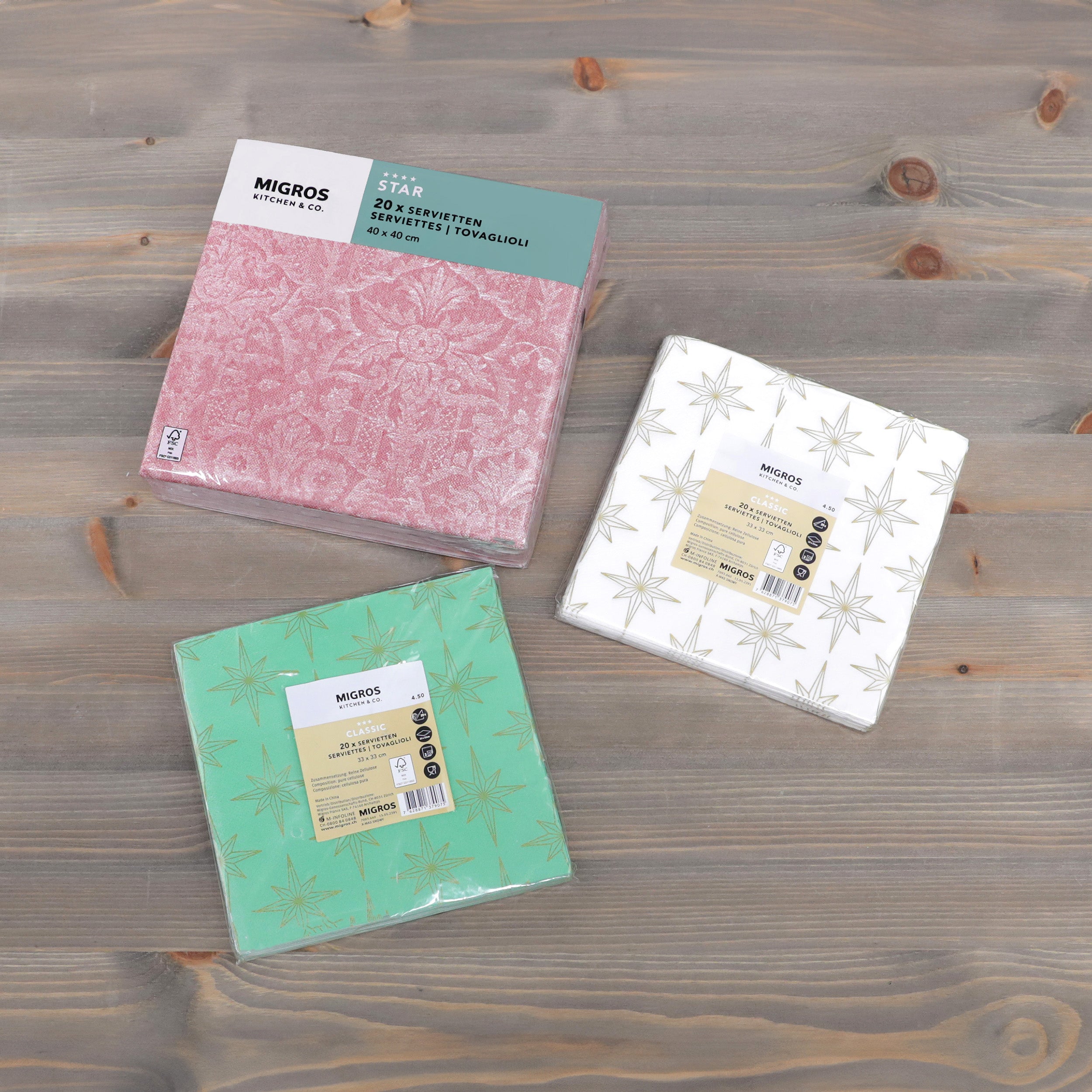 Migros Kitchen & Co Serviettes - Various Designs and Sizes Available