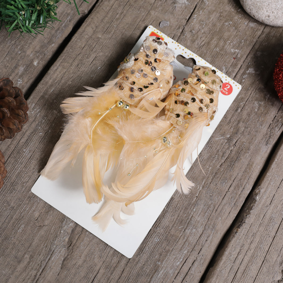 Three Kings Glitterbirds Clip on Christmas Decorations - 18cm - 2 pack