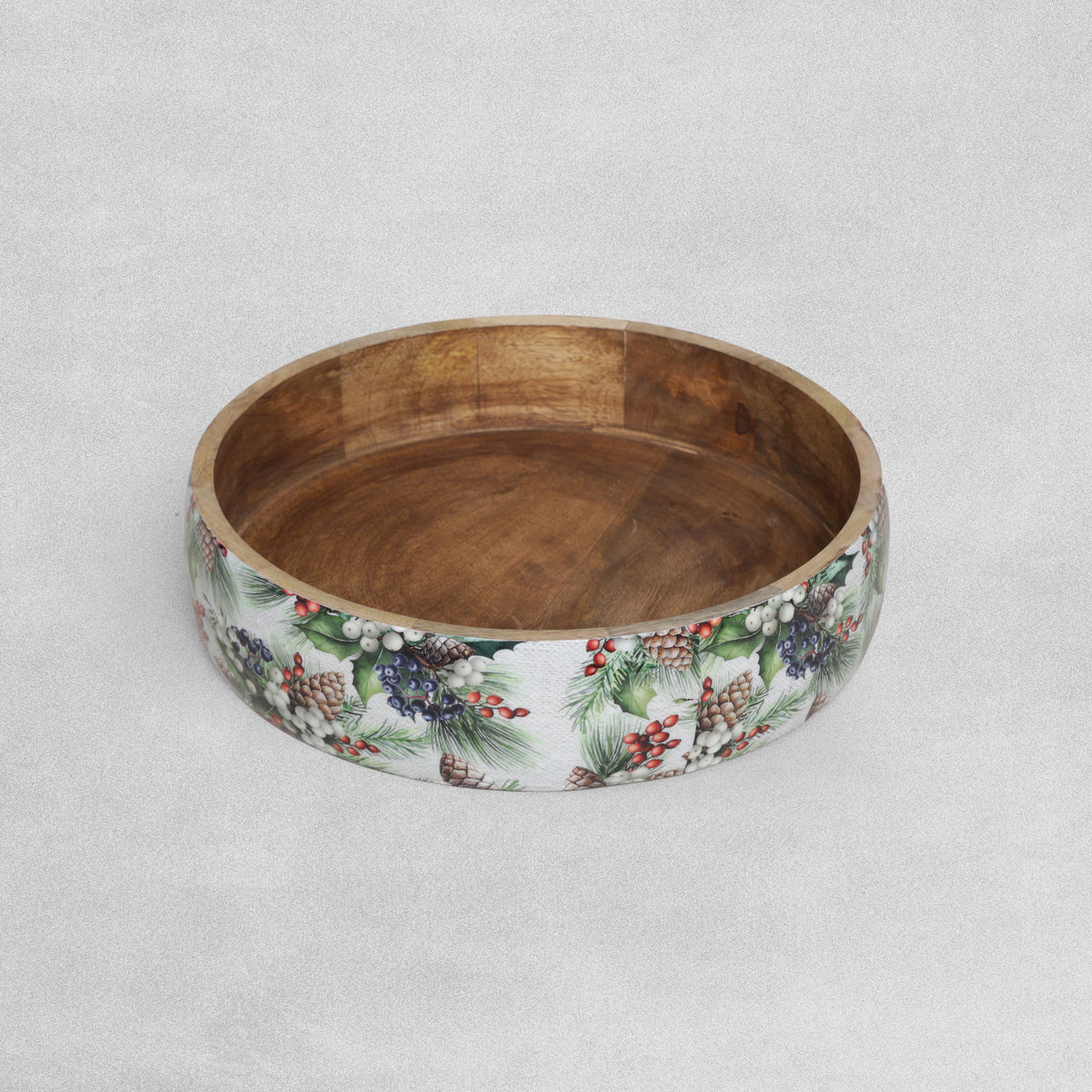 "Christmas Berries" Enamel & Mango Wood Serving Bowl - Various Sizes