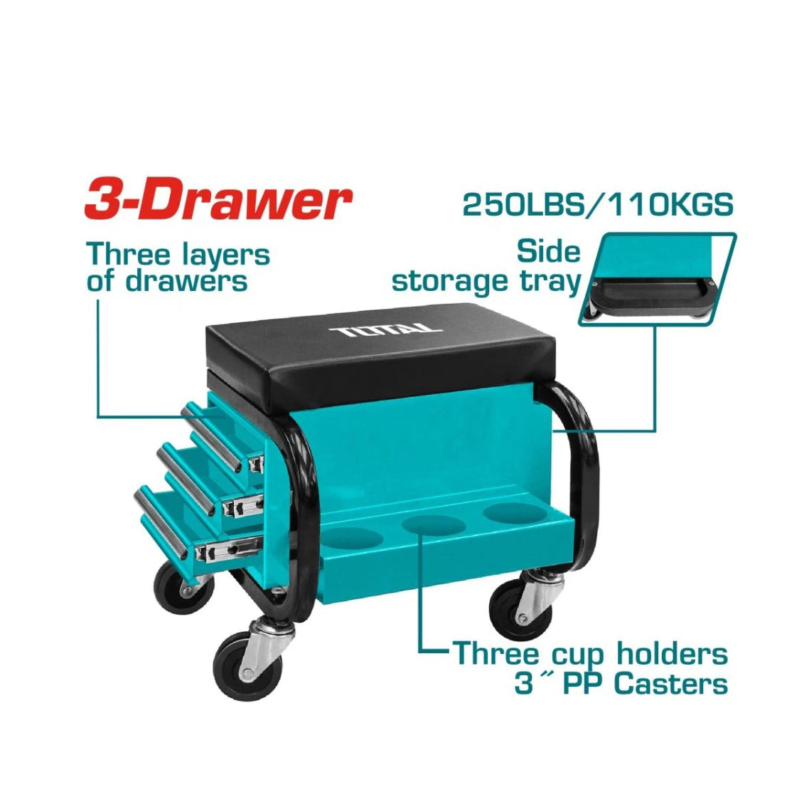 Total Creeper Seat - 45.5cm x 44.5cm x 33.5cm - THCS103