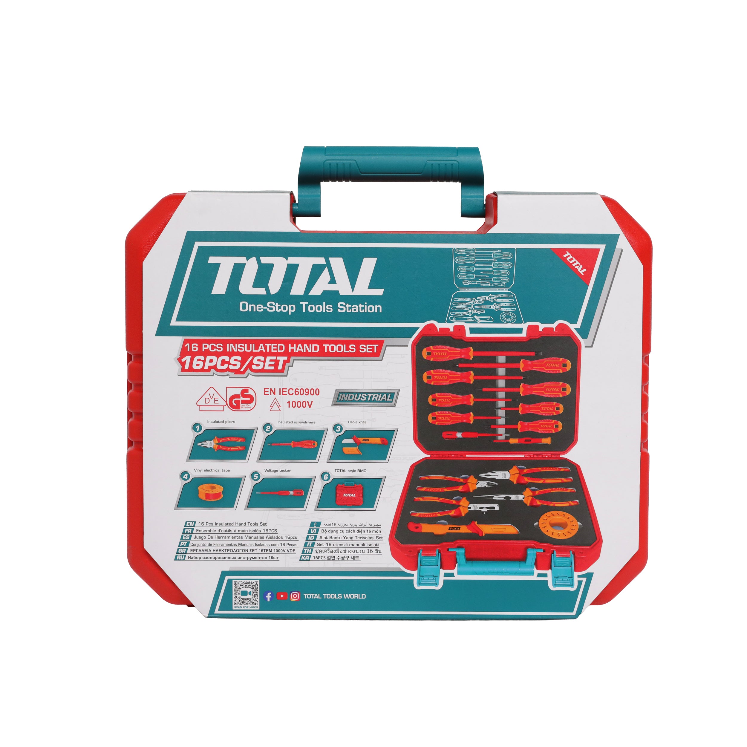 Total 16pcs Insulated Hand Tools Set - THKITH1601