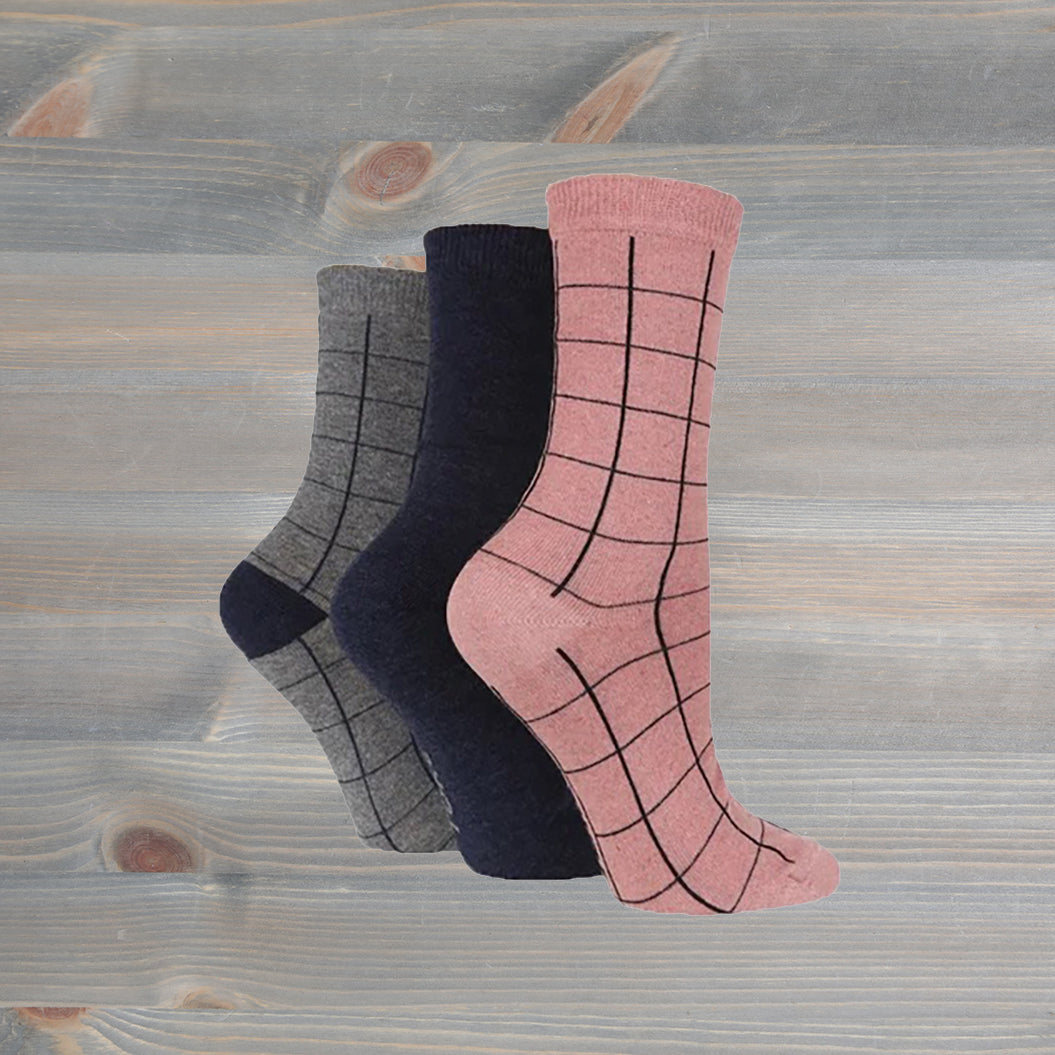 Sockshop Tore Crew Socks Grid 3 Pairs Ladies 4-8 Various Colours