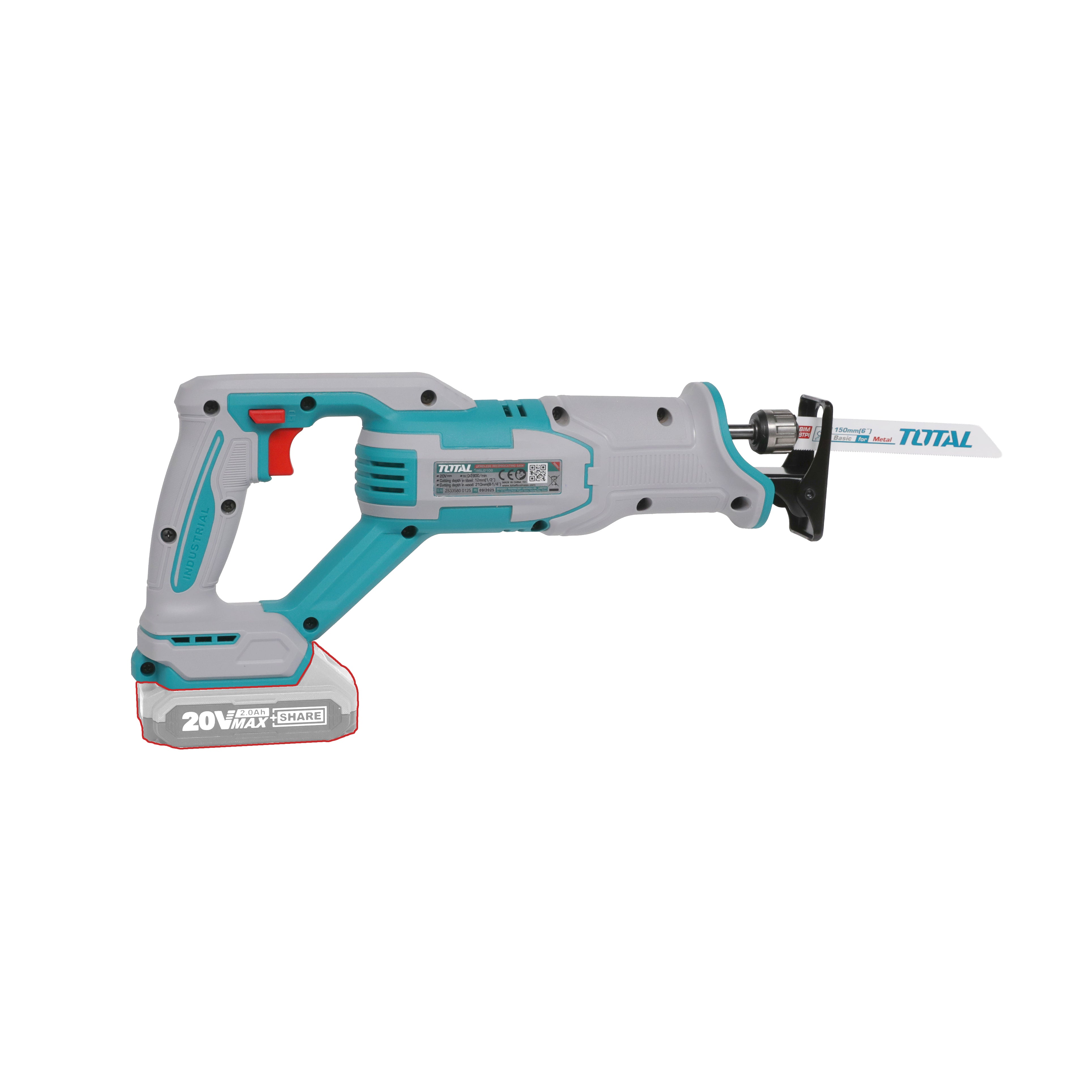 Total Li-Ion 20V Cordless Reciprocating Saw (Battery not included) - TRSLI2108