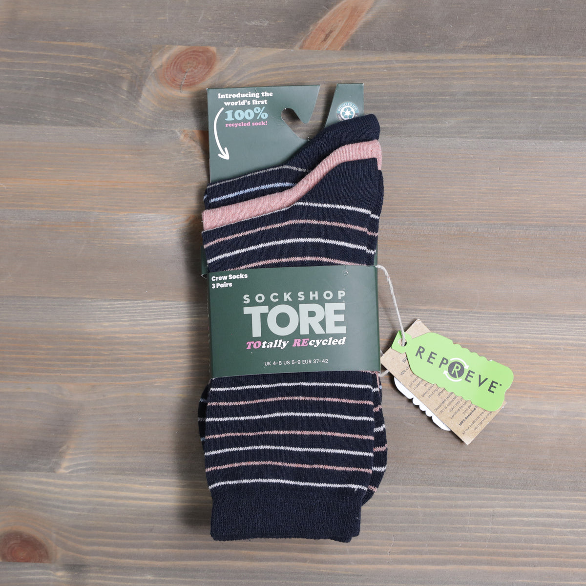 Sockshop Tore Crew Socks Fine Stripes 3 Pairs Ladies 4-8 Various Colours