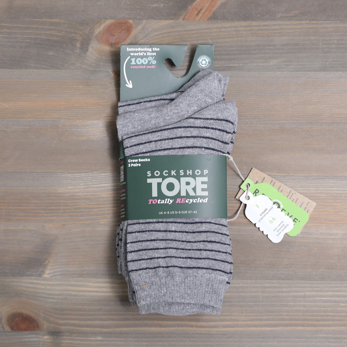 Sockshop Tore Crew Socks Fine Stripes 3 Pairs Ladies 4-8 Various Colours