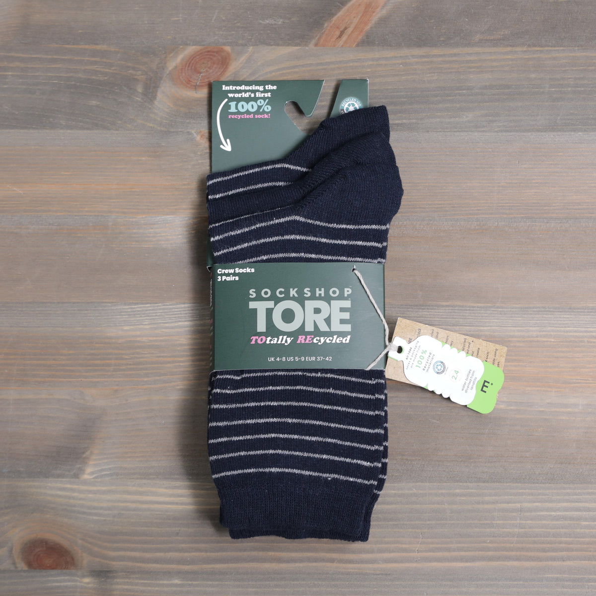 Sockshop Tore Crew Socks Fine Stripes 3 Pairs Ladies 4-8 Various Colours