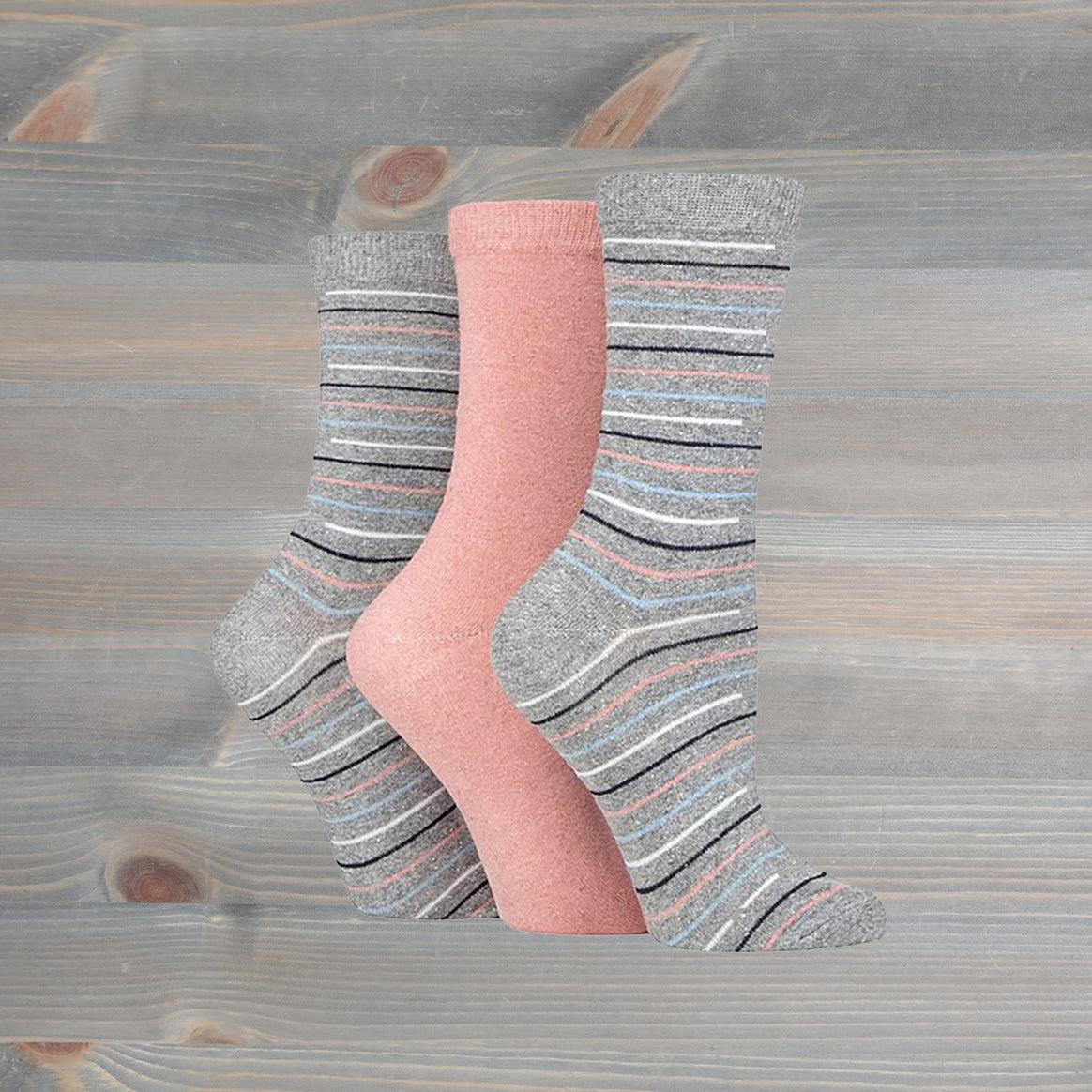 Sockshop Tore Crew Socks Fine Stripes 3 Pairs Ladies 4-8 Various Colours