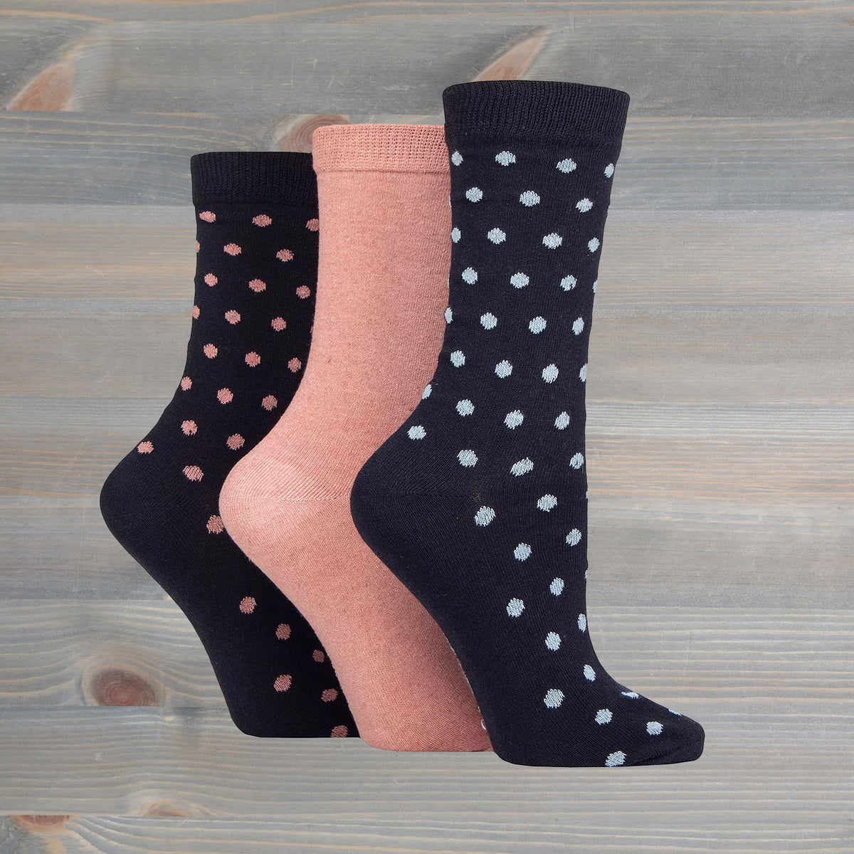 Sockshop Tore Crew Socks 3 Pairs Ladies 4-8 Spots Various Colours