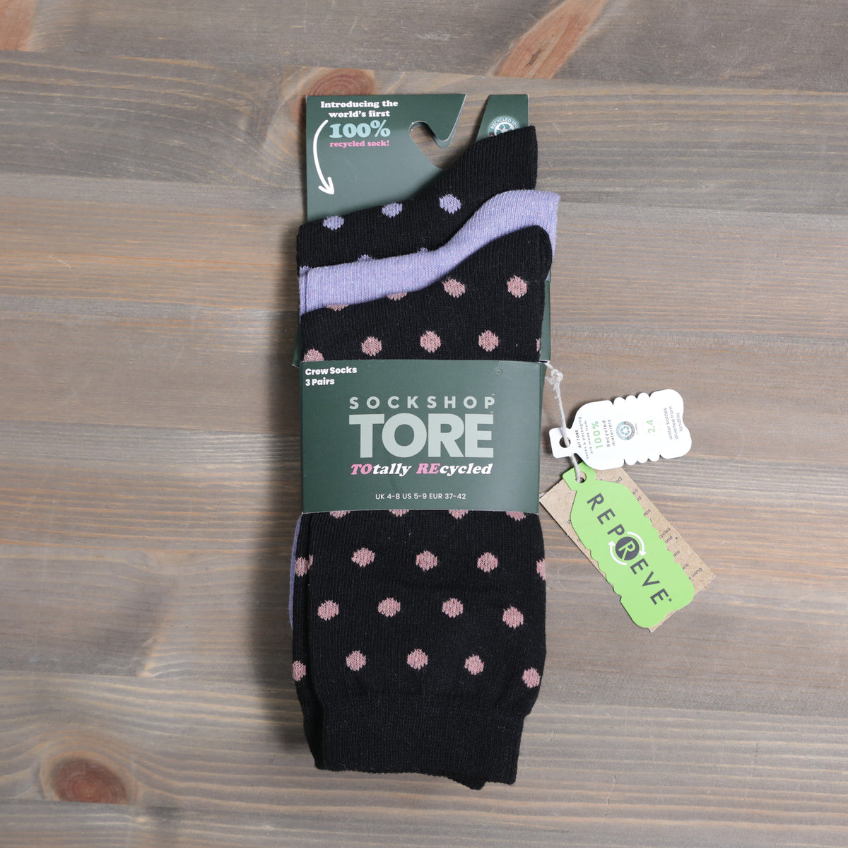 Sockshop Tore Crew Socks 3 Pairs Ladies 4-8 Spots Various Colours