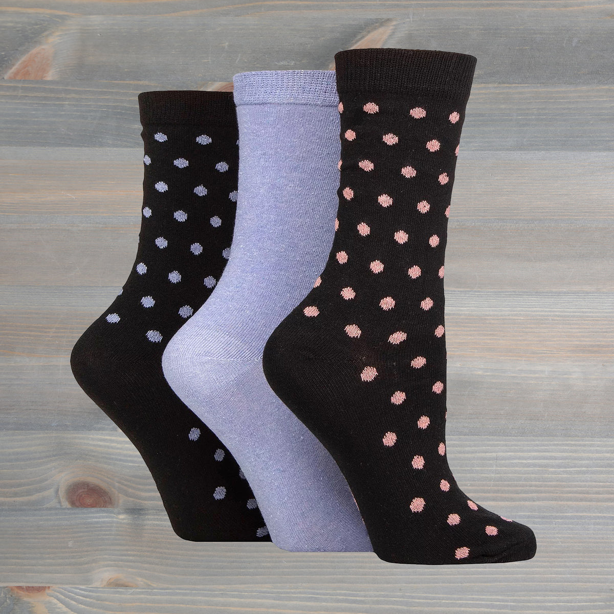 Sockshop Tore Crew Socks 3 Pairs Ladies 4-8 Spots Various Colours