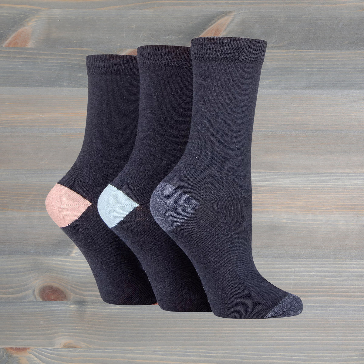 Sockshop Tore Crew Socks 3 Pairs Ladies 4-8 Various Toe Colours