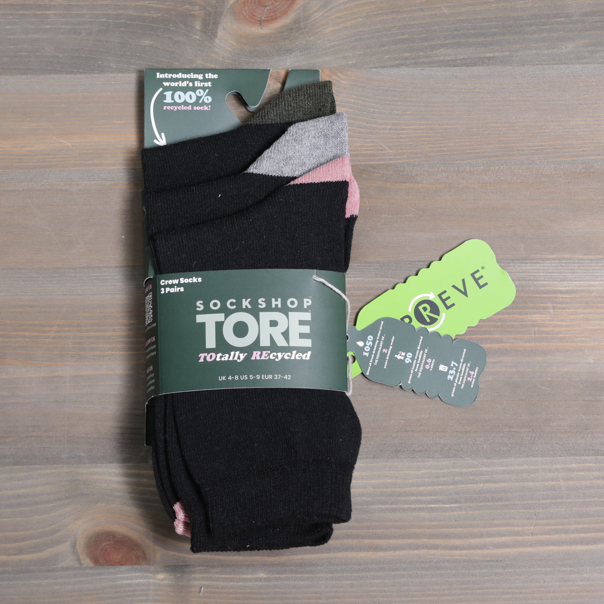 Sockshop Tore Crew Socks 3 Pairs Ladies 4-8 Various Toe Colours