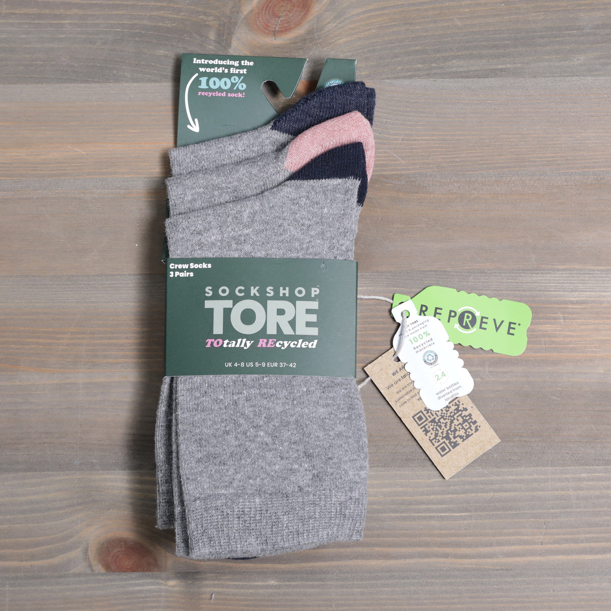 Sockshop Tore Crew Socks 3 Pairs Ladies 4-8 Various Toe Colours