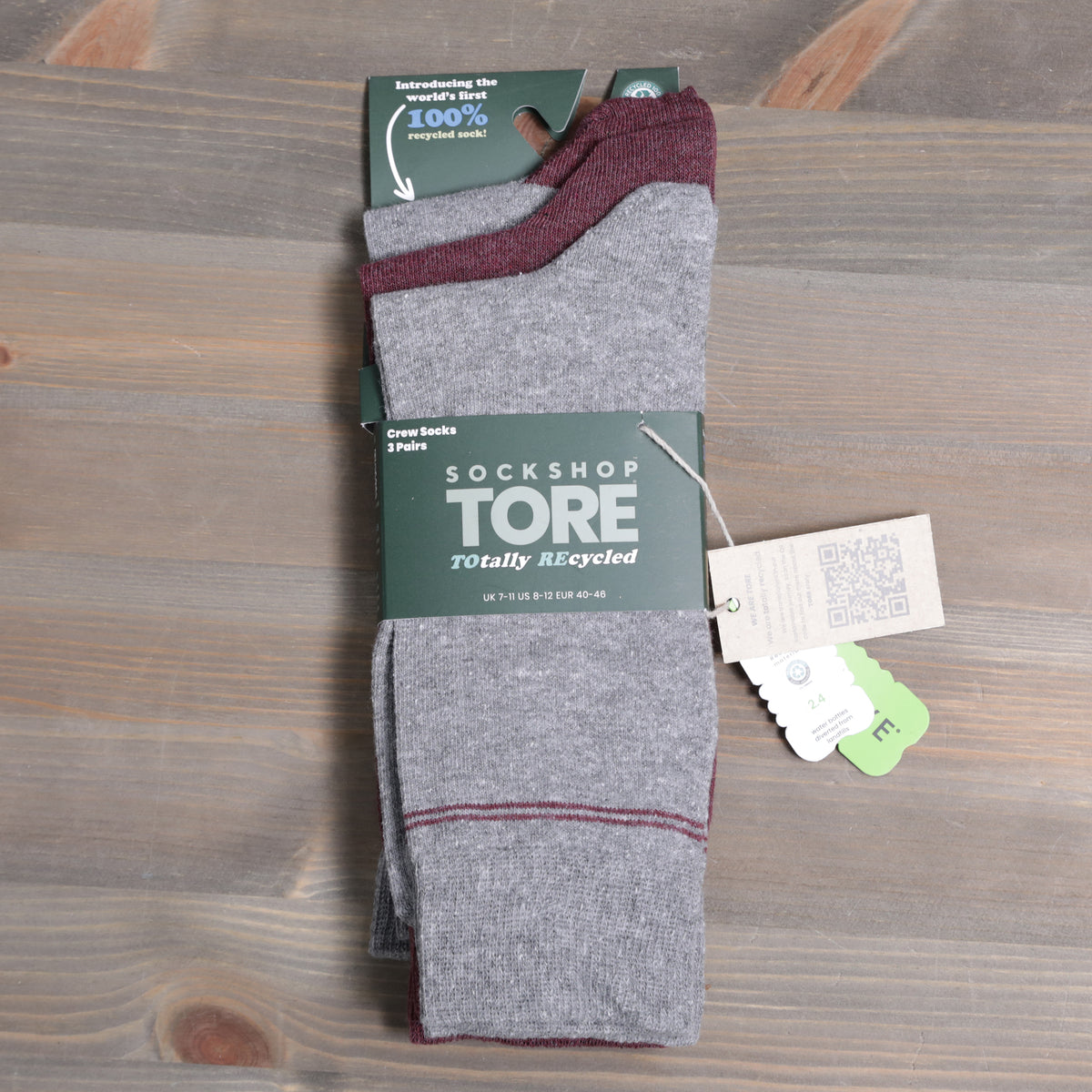 Sockshop Tore Jacquard Stripe Crew Socks 3 Pairs Mens 7-11 Various Colours