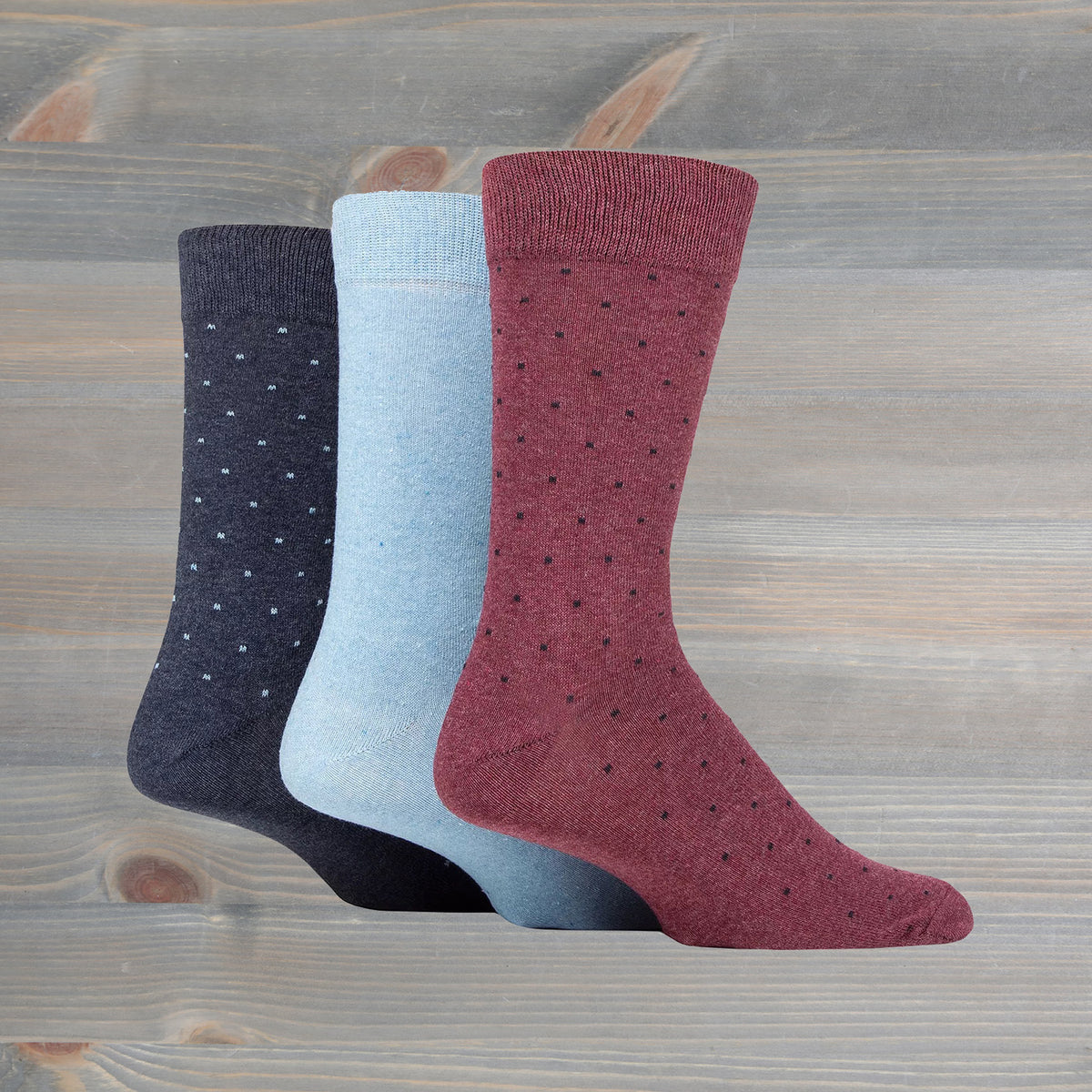 Sockshop Tore Spotty Crew Socks 3 Pairs Mens 7-11 Blue Mix