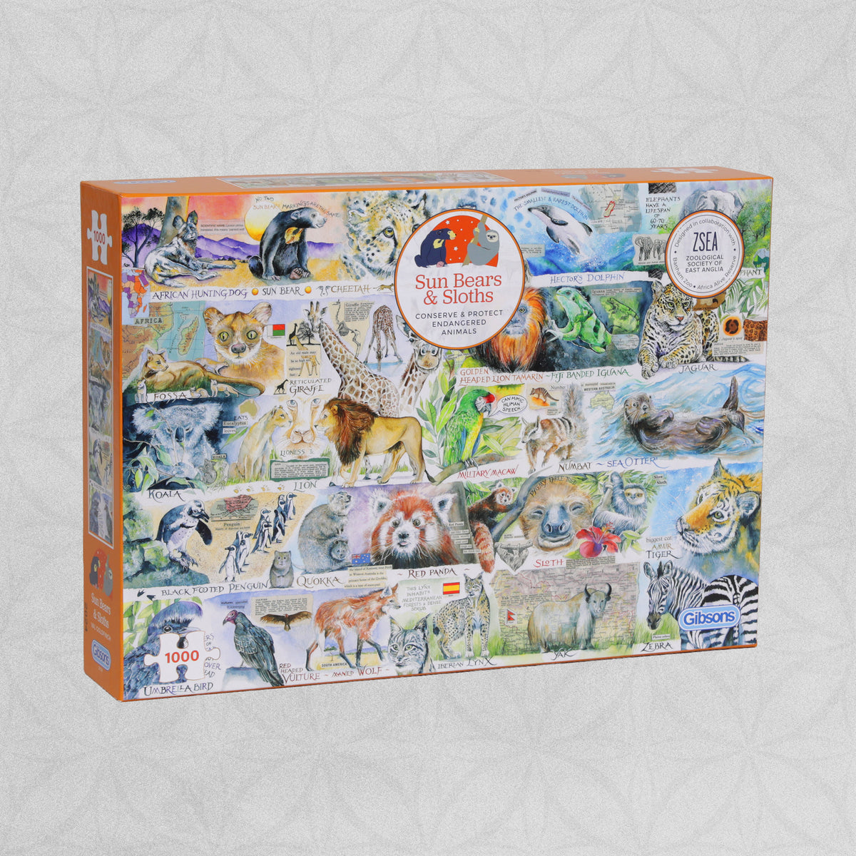 Gibsons 'Sun Bears and Sloths' Endangered Animals 1000 Piece Puzzle