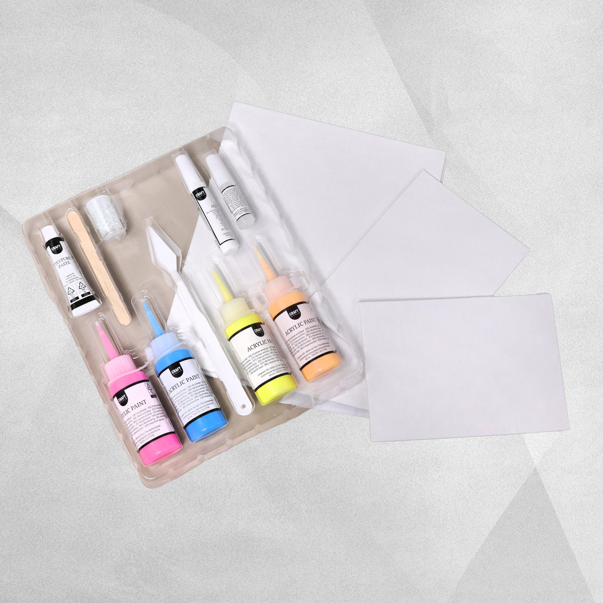 Craft World Marble Pouring Kit with Canvases - available in Metallic, Neon & Pastel