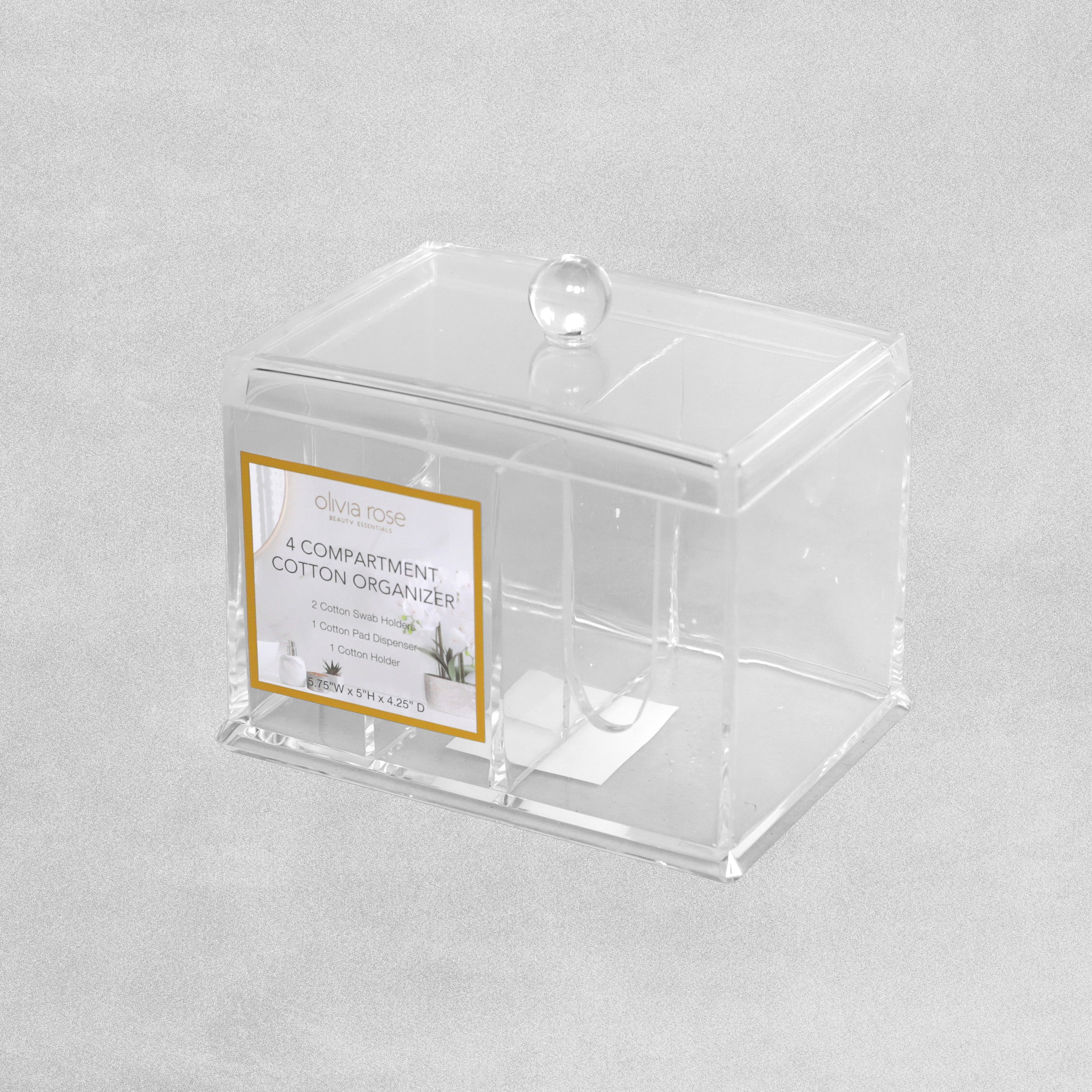 Olivia Rose 4 Compartment Cotton Organizer With Lid- 5.75"W x 5"H x 4.25"D