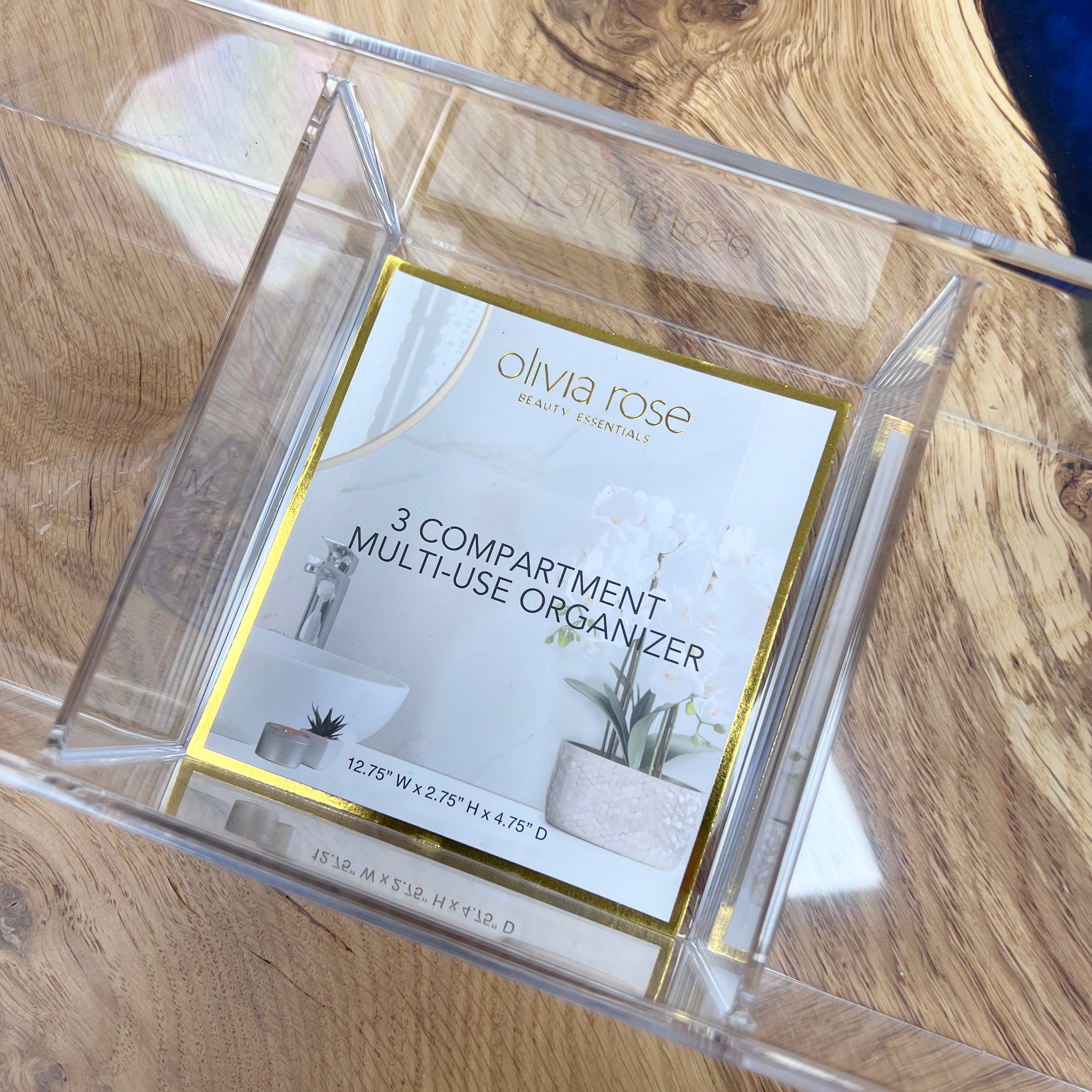 Olivia Rose 3 Compartment Multi-Use Organizer- 12.75"W x 2.75"H x 4.75"D