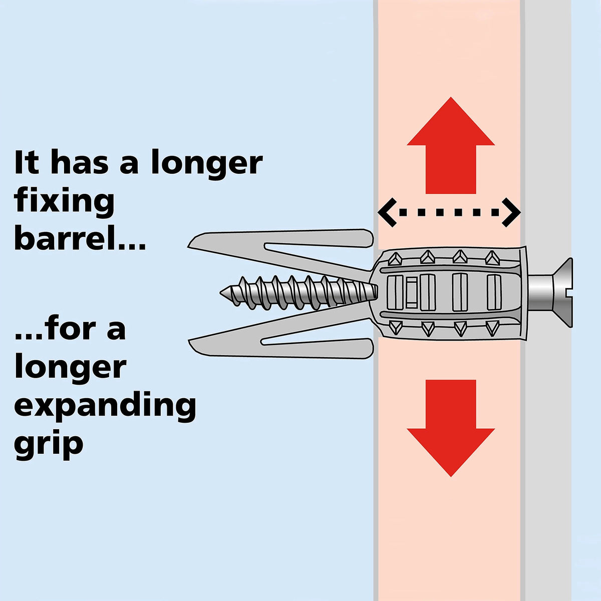 PLASPLUGS Plasterboard Fixings For Hollow Walls Grey Tub 500 pieces (for 7mm Drill 4mm Screws)