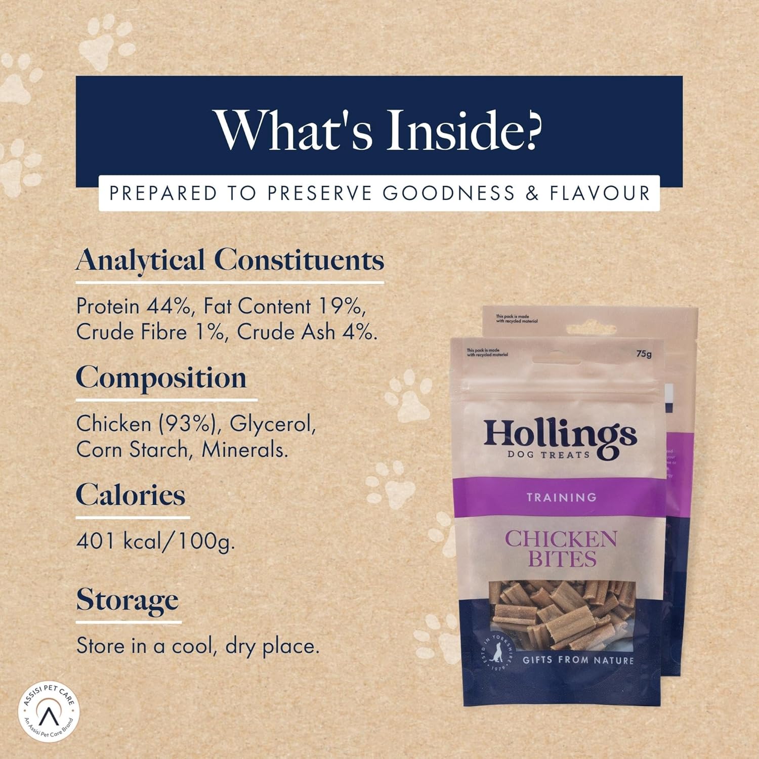 Hollands Training Dog Treats Chicken Bites - 75g