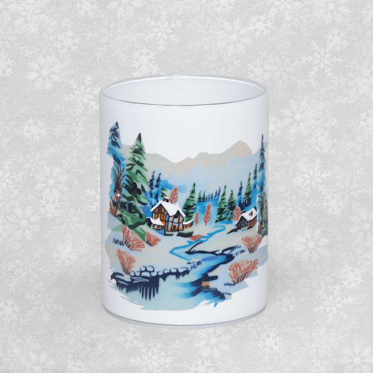 Christmas Scene LED light up Glass Decoration