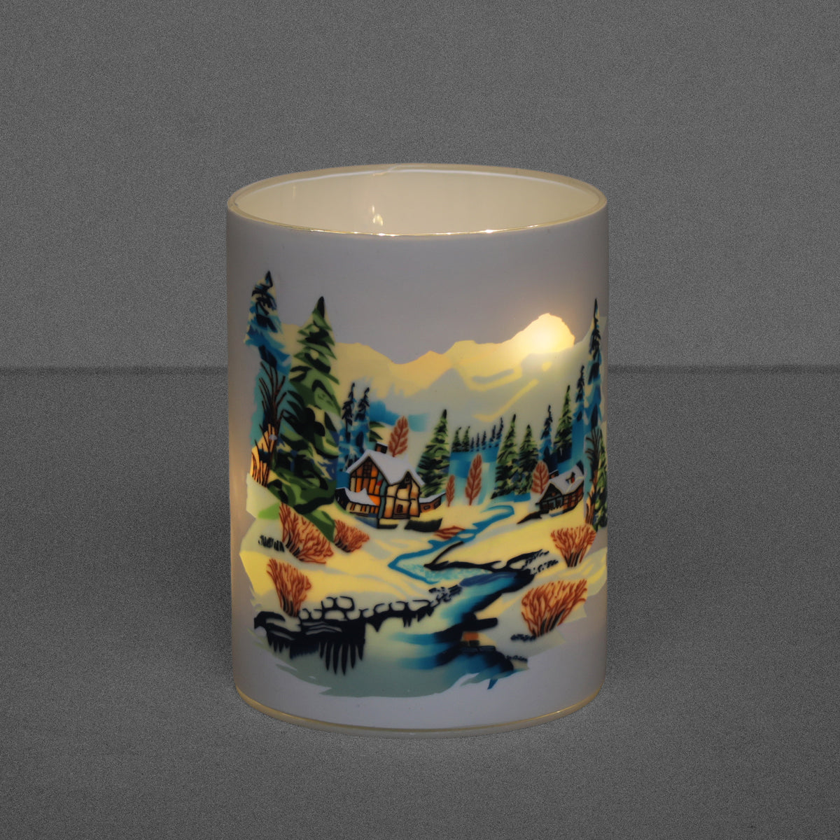 Christmas Scene LED light up Glass Decoration