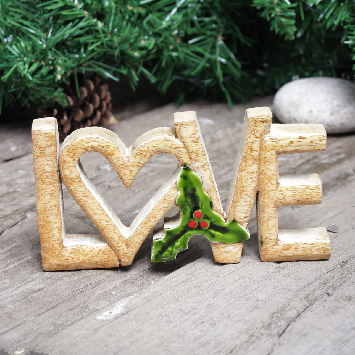 Handcrafted Wooden 'LOVE' Decoration 19.5cm x 10cm