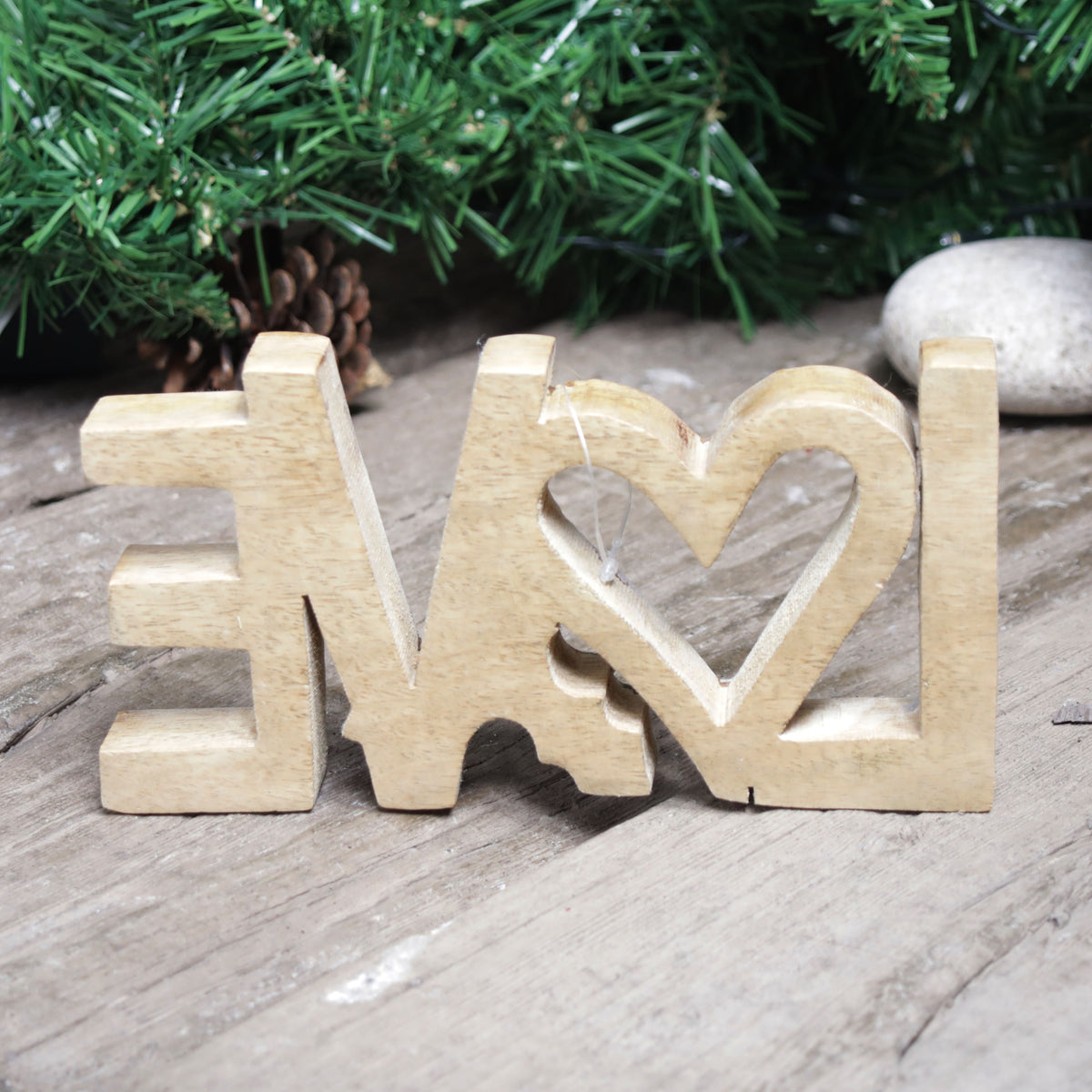 Handcrafted Wooden 'LOVE' Decoration 19.5cm x 10cm