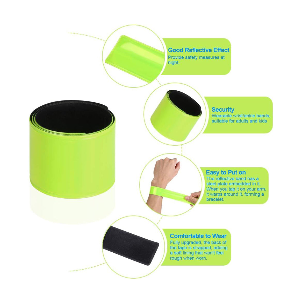 Reflective Safety Slap Bands Pack Of 4