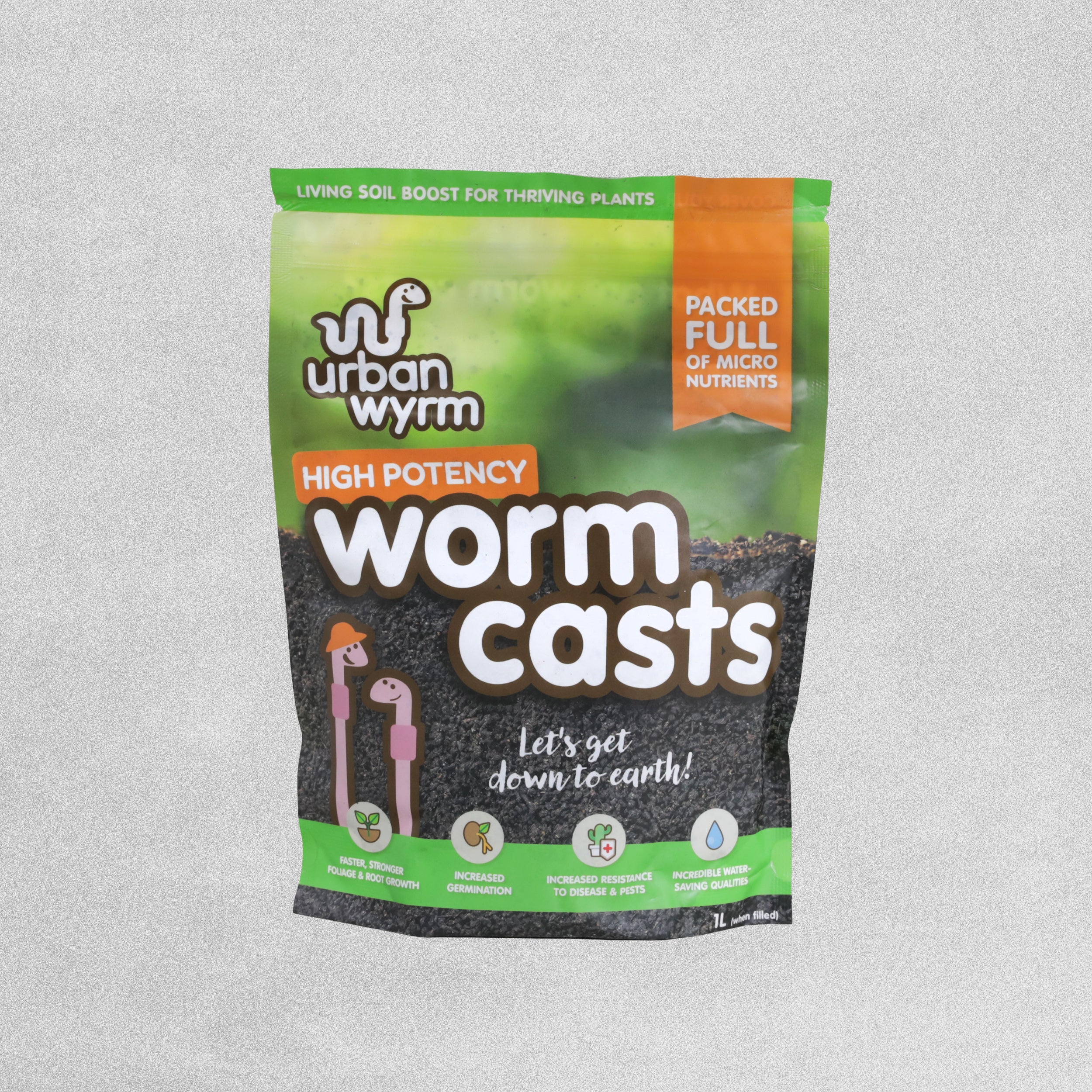 Urban Wyrm High Potency Worm Casts Resealable Carry Pouch 1L