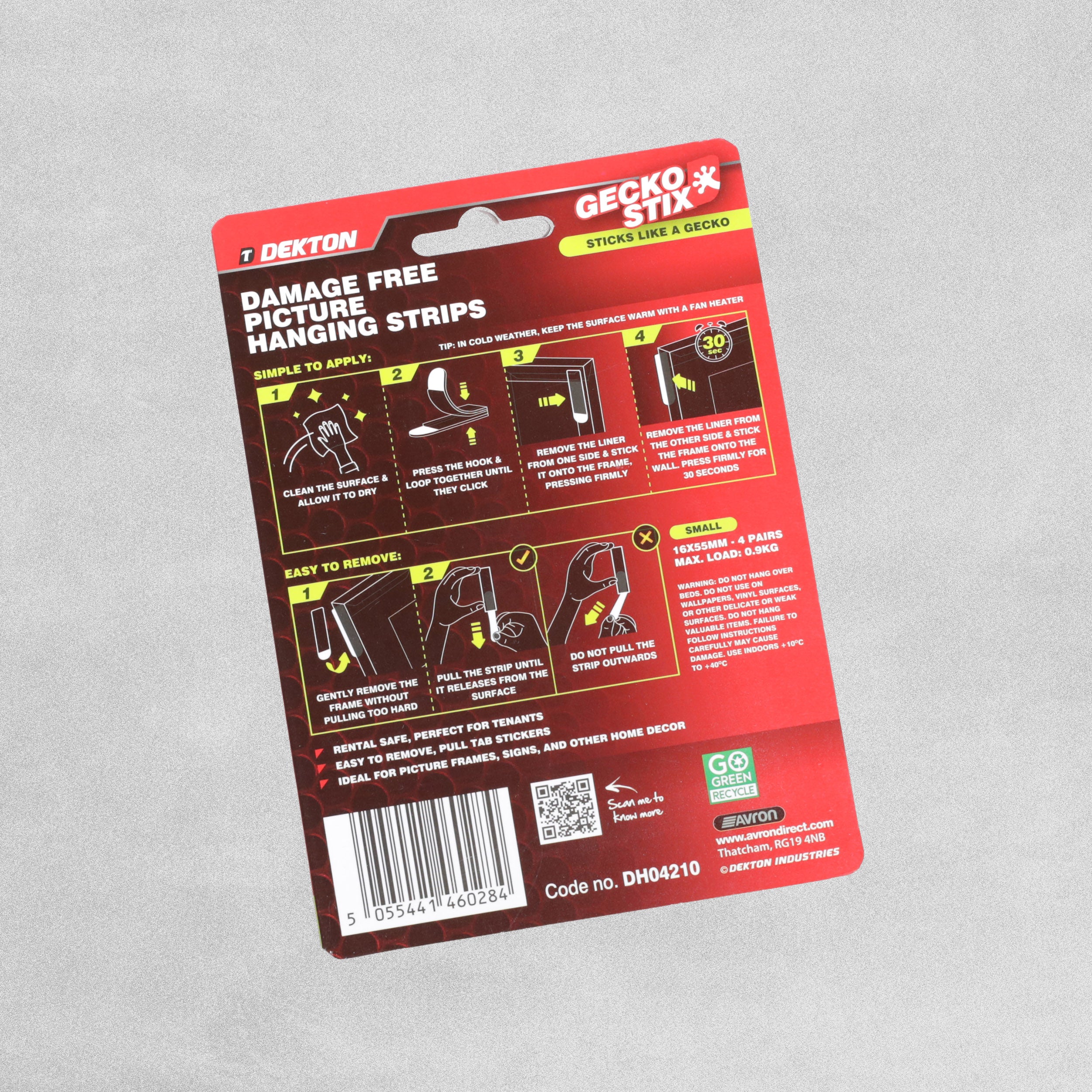 Dekton Geckostix Damage Free Picture Hanging Strips - Various sizes