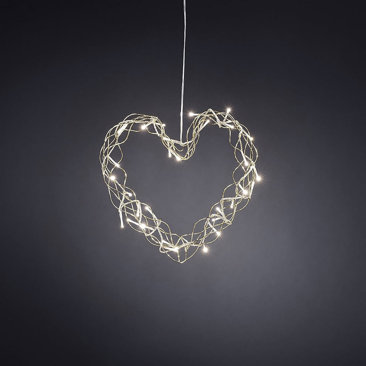 Konstsmide Silver Heart 34cm COOL WHITE