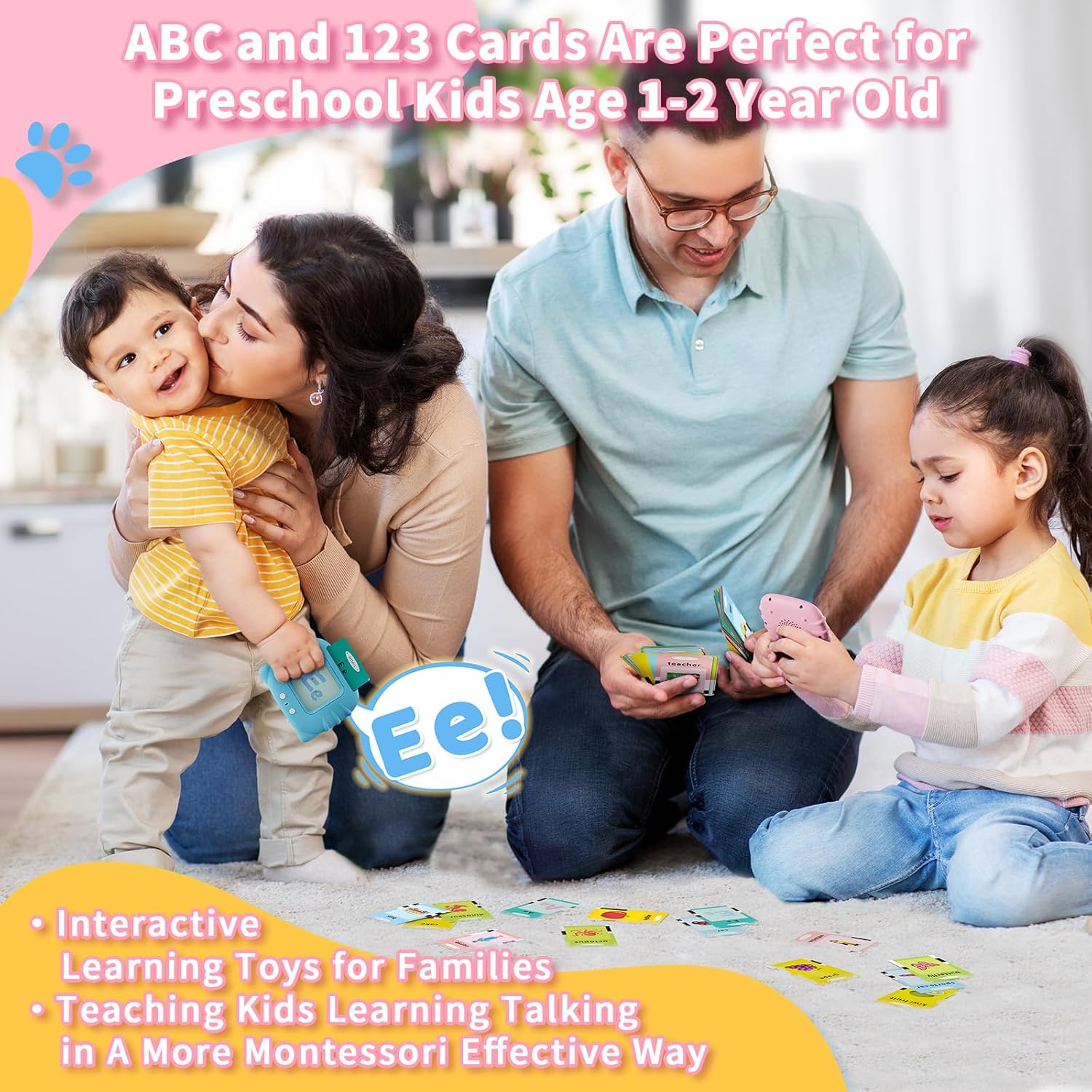 Aullsaty Toddler Toys - Kitter Educational Toys Talking Baby Flash Cards and Device