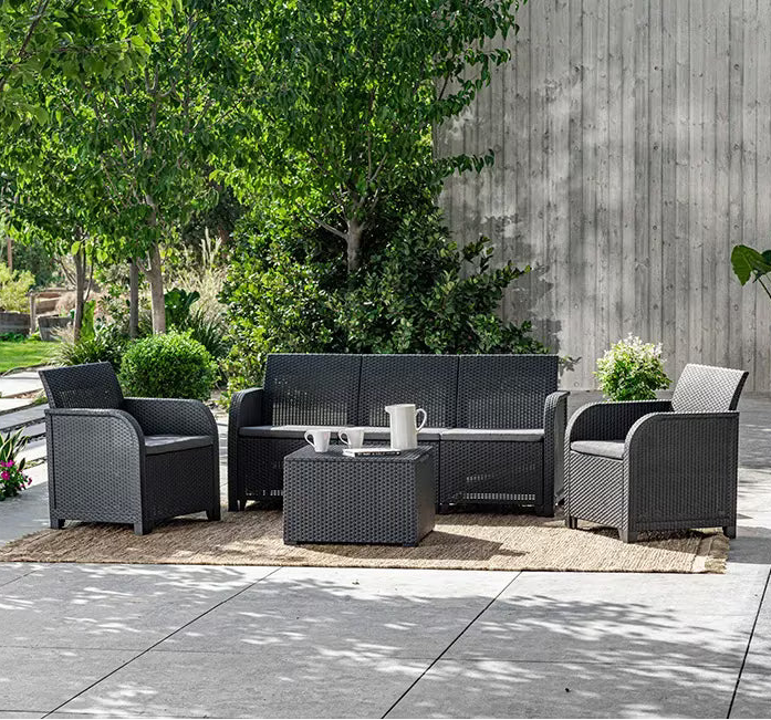 KETER Rosalie 5 Seater Lounge Set - Graphite