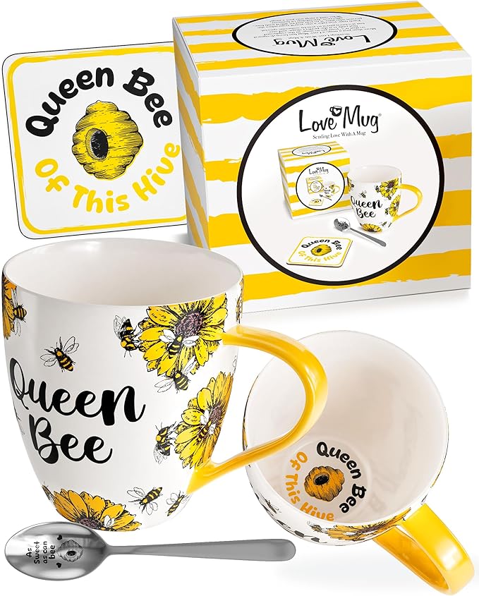 Love Mug®: Queen Bee Mug, Coaster and Spoon Gift Set