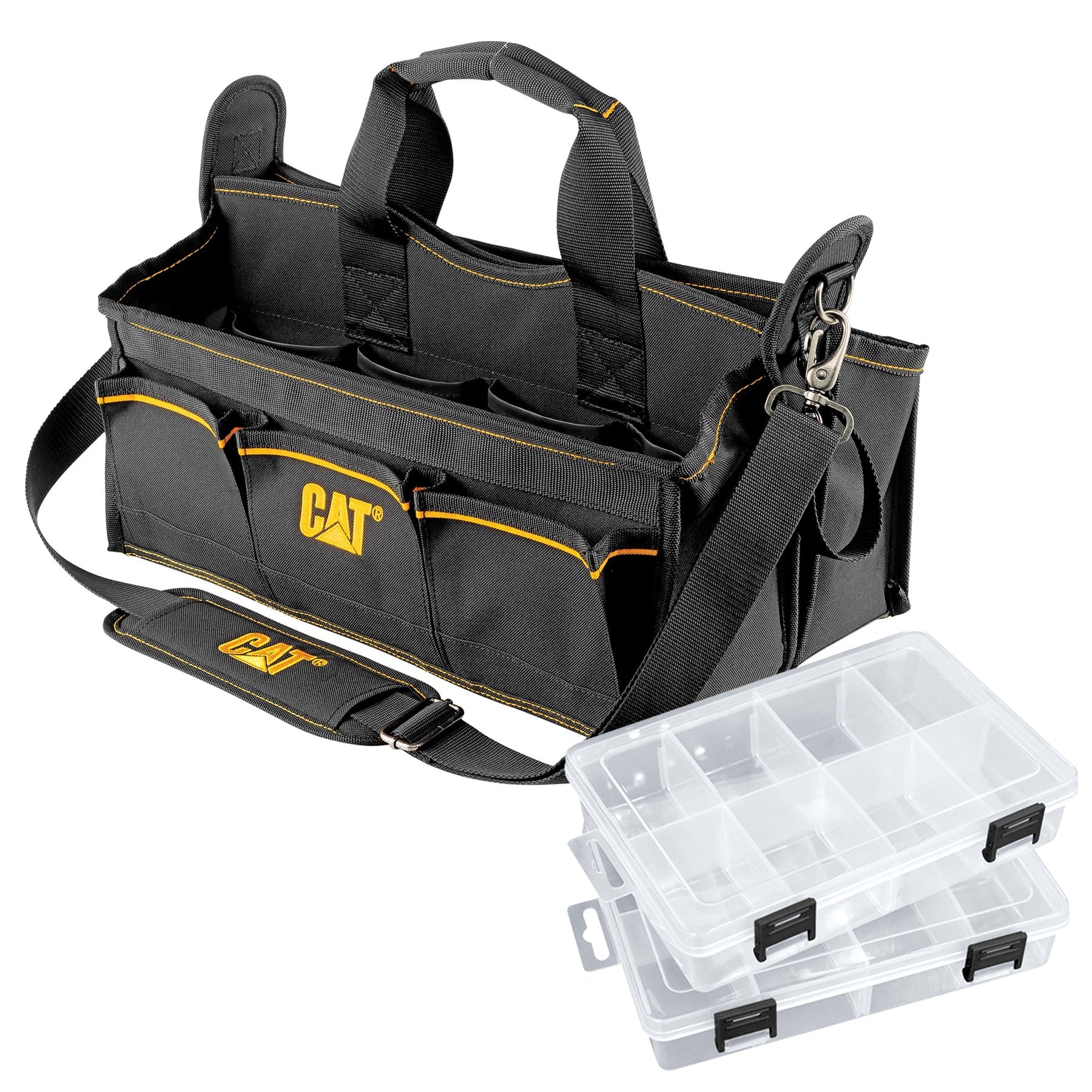 Caterpillar - 17" Tech Tool Tote Bag with Storage Cases