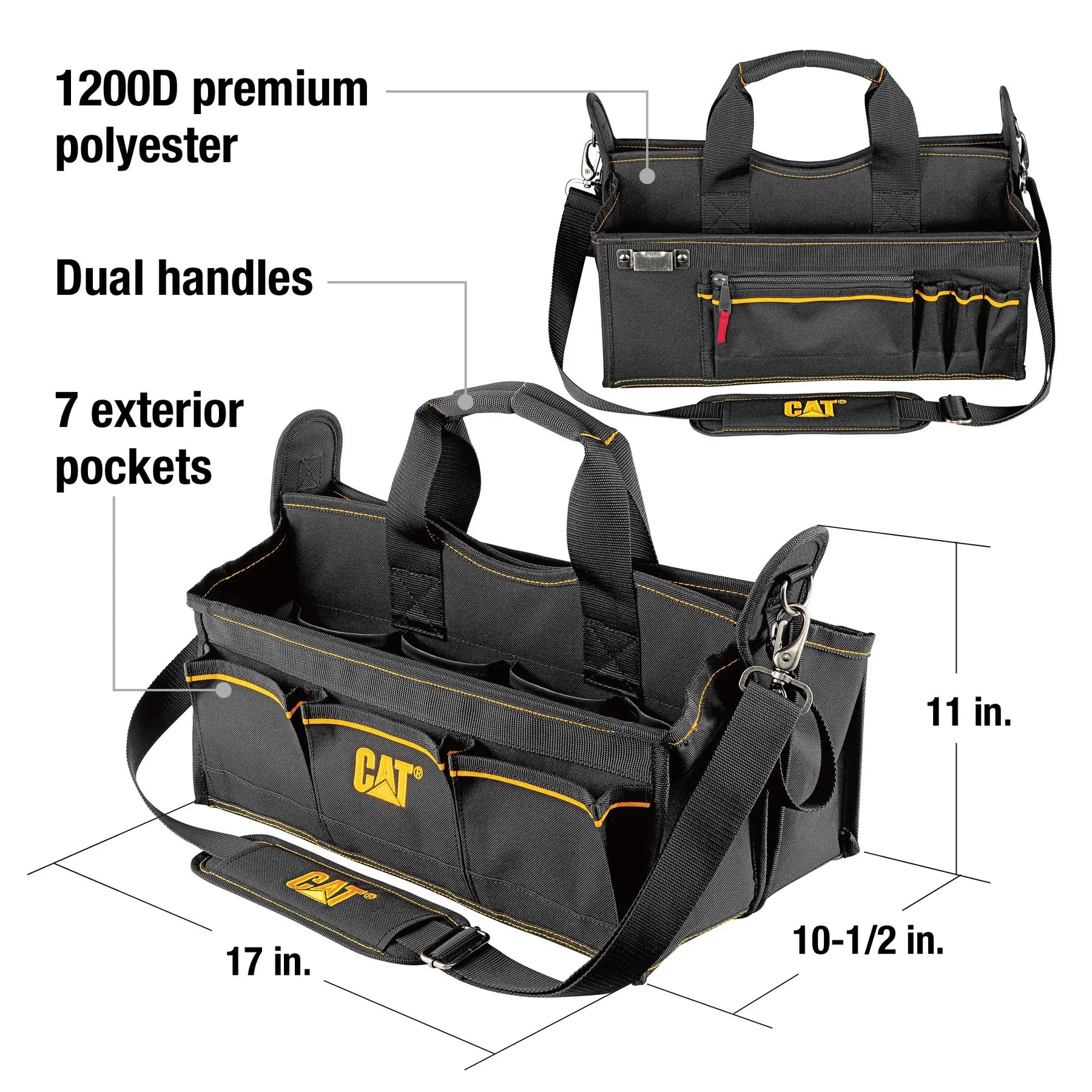Caterpillar - 17" Tech Tool Tote Bag with Storage Cases